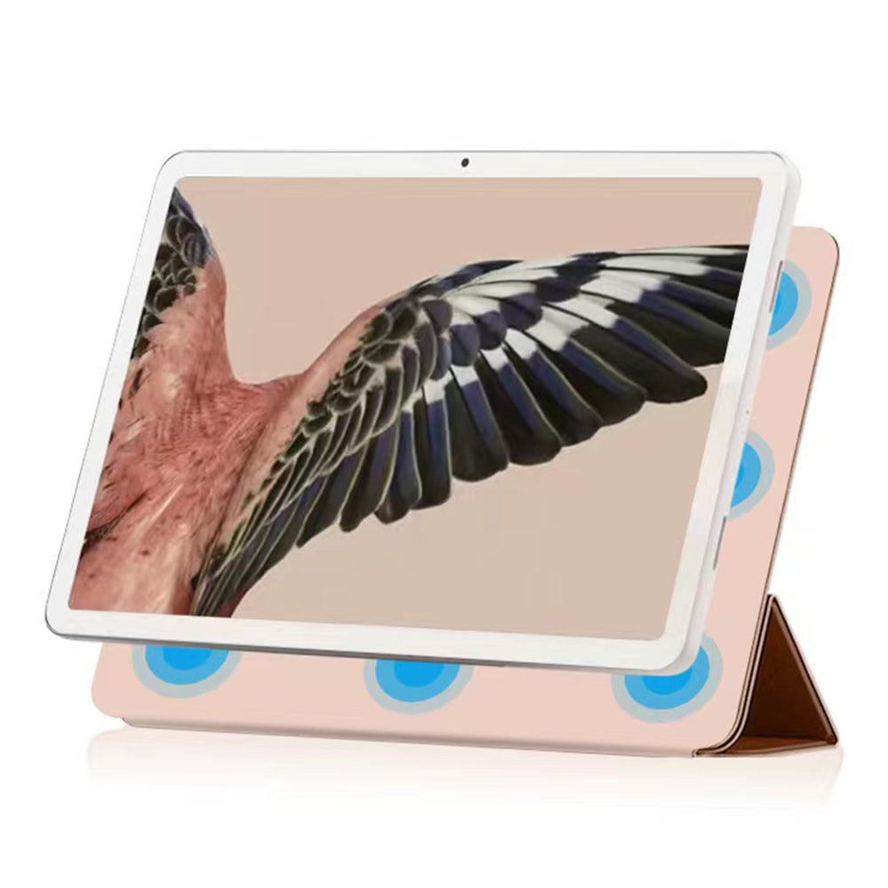 Uniqkart for Google Pixel Tablet Tri-fold Stand Cover PU Leather Magnetic Absorption Smart Tablet Case - Pink