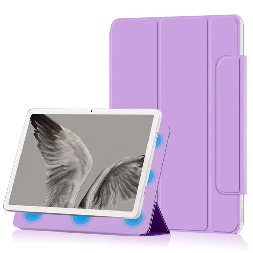 Uniqkart for Google Pixel Tablet Tri-fold Stand Cover PU Leather Magnetic Absorption Smart Tablet Case - Purple
