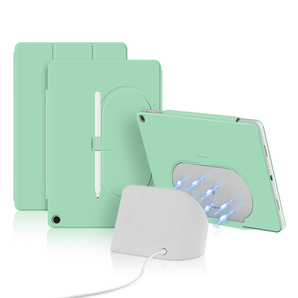 Uniqkart for Google Pixel Tablet Tri-fold Stand Cover PU Leather Magnetic Absorption Smart Tablet Case - Green