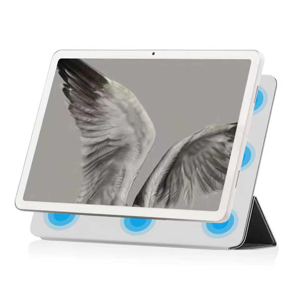 Uniqkart for Google Pixel Tablet Tri-fold Stand Cover PU Leather Magnetic Absorption Smart Tablet Case - White