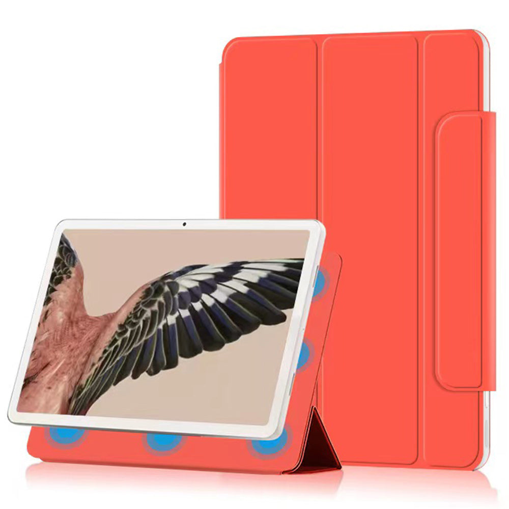 Uniqkart for Google Pixel Tablet Tri-fold Stand Cover PU Leather Magnetic Absorption Smart Tablet Case - Orange