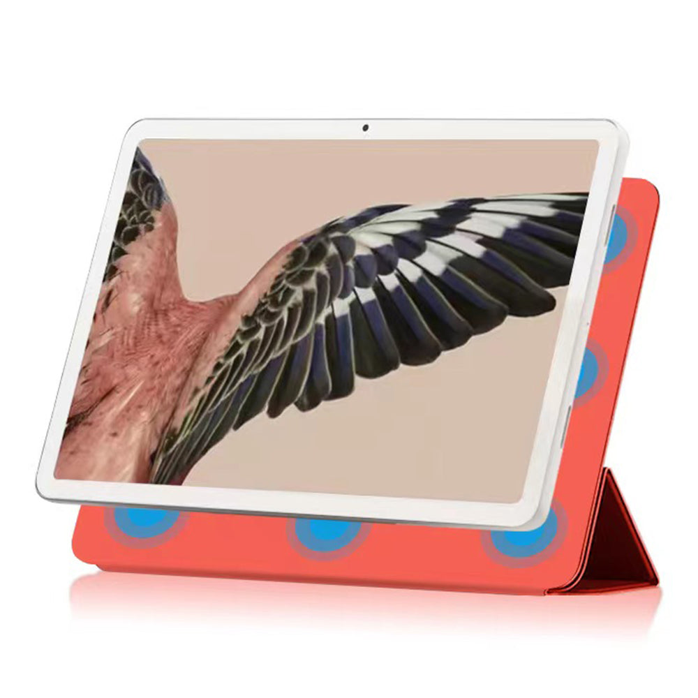 Uniqkart for Google Pixel Tablet Tri-fold Stand Cover PU Leather Magnetic Absorption Smart Tablet Case - Orange