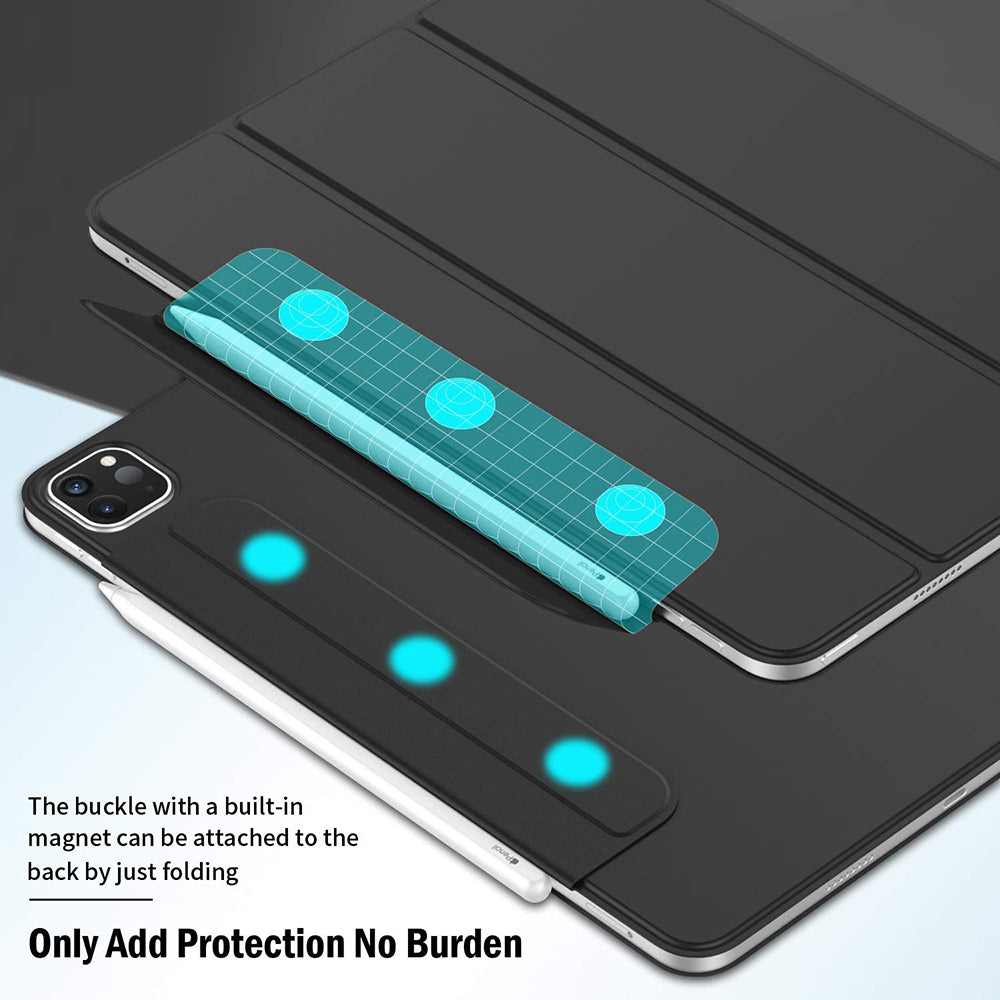 Uniqkart for Google Pixel Tablet Tri-fold Stand Cover PU Leather Magnetic Absorption Smart Tablet Case - Orange