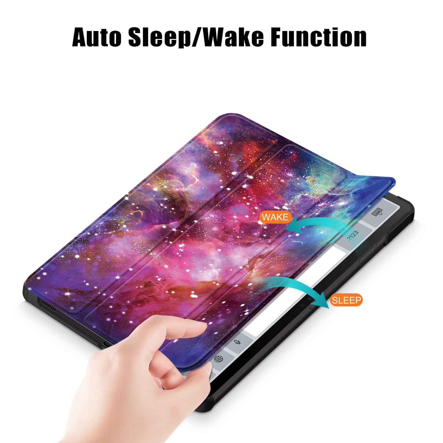 Uniqkart for Samsung Galaxy Tab S9+ Tri-fold Stand Cover PU Leather Pattern Printing Smart Tablet Case - Galaxy