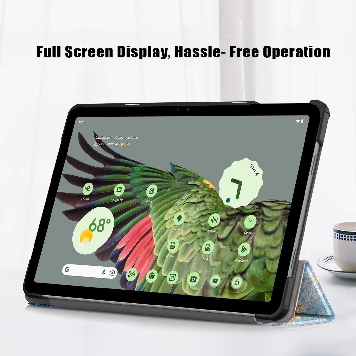 Pattern Printed Shockproof Case for Google Pixel Tablet Tri-fold Stand PU Leather Tablet Cover - Wave