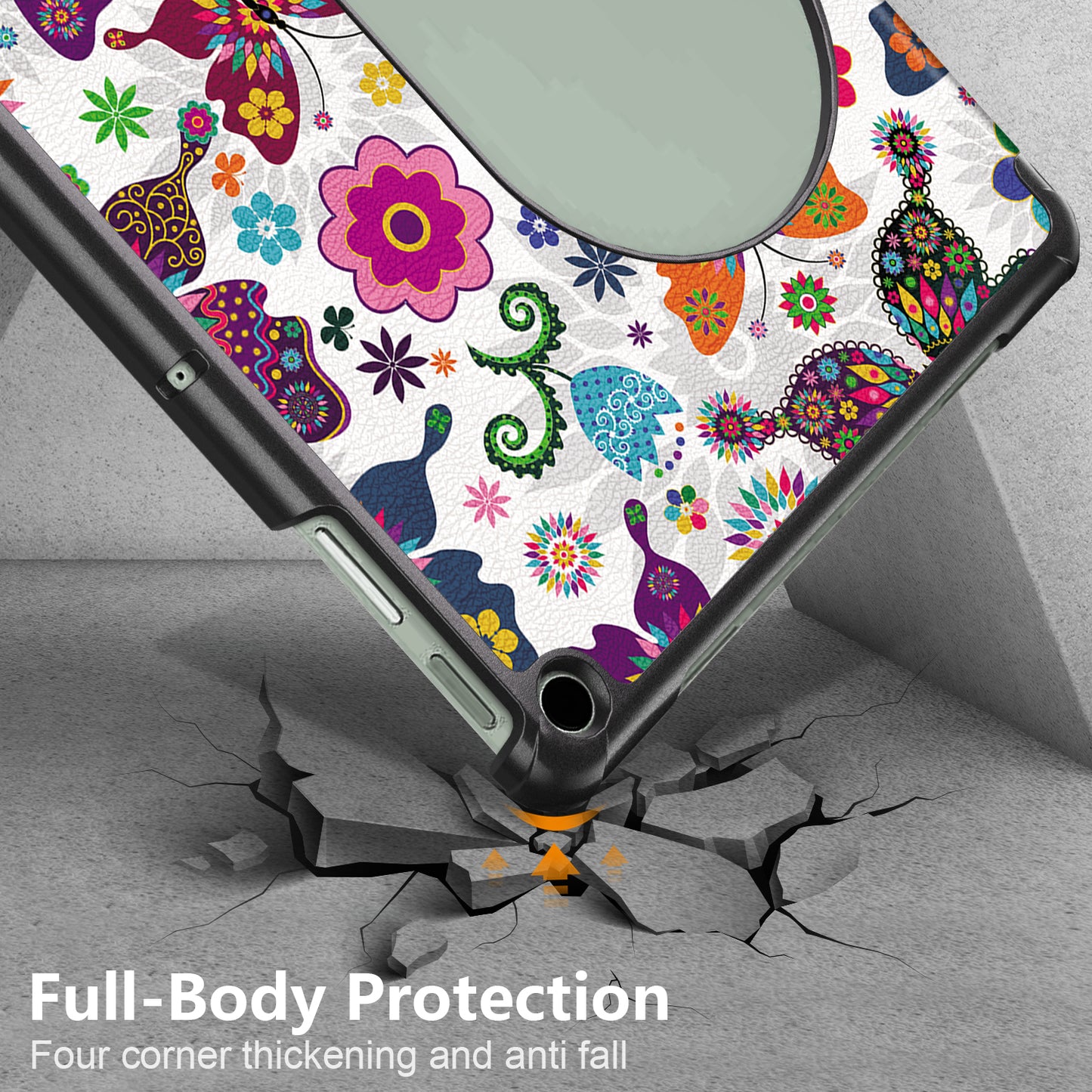 Pattern Printed Shockproof Case for Google Pixel Tablet Tri-fold Stand PU Leather Tablet Cover - Butterflies