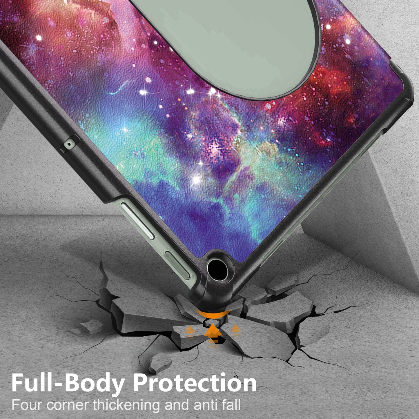 Pattern Printed Shockproof Case for Google Pixel Tablet Tri-fold Stand PU Leather Tablet Cover - Galaxy