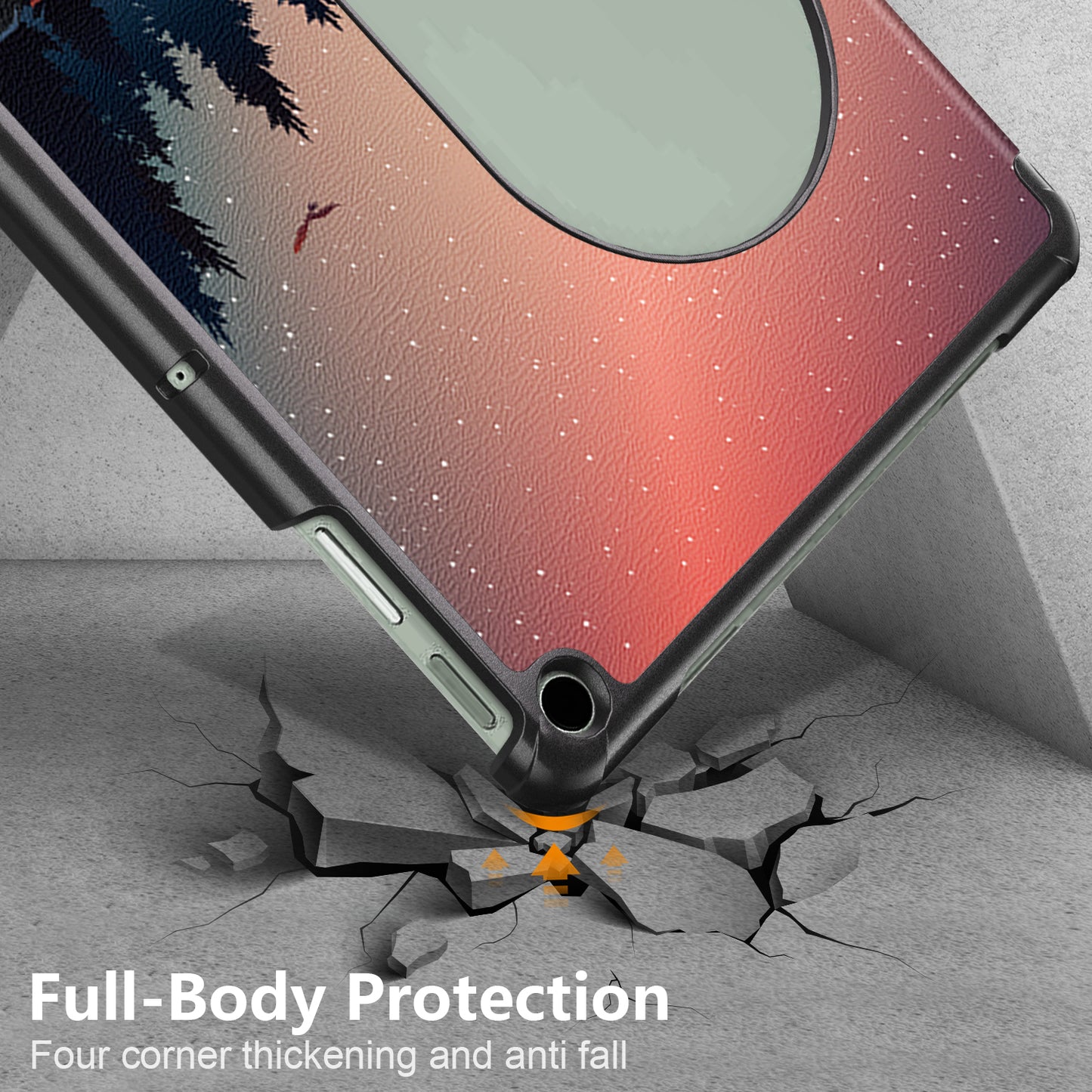 Pattern Printed Shockproof Case for Google Pixel Tablet Tri-fold Stand PU Leather Tablet Cover - Nightfall