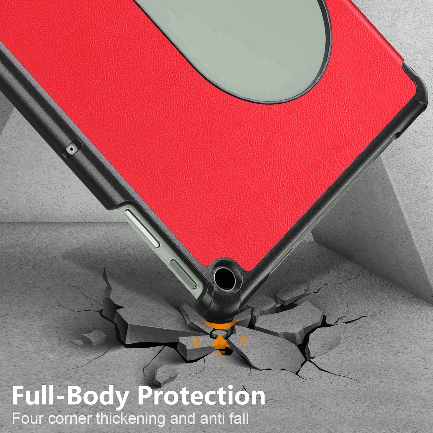 Pure Color Protective Case for Google Pixel Tablet PU Leather Anti-drop Tablet Cover with Case Tri-fold Stand - Red