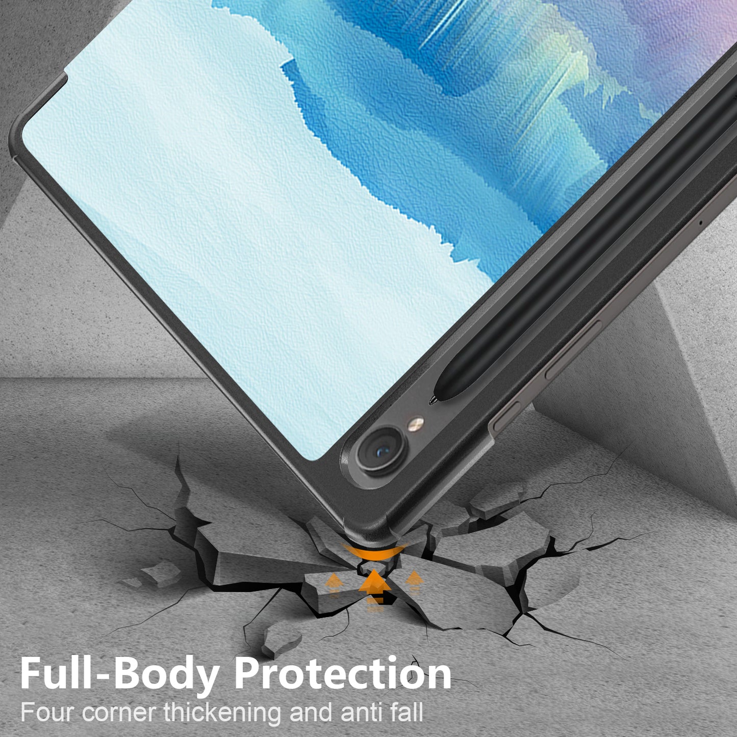 Uniqkart for Samsung Galaxy Tab S9 11-Inch SM-X710, SM-X716B, SM-X718U Pattern Printing Leather Tablet Case Trifold Stand Smart Cover - Fantasy Deer