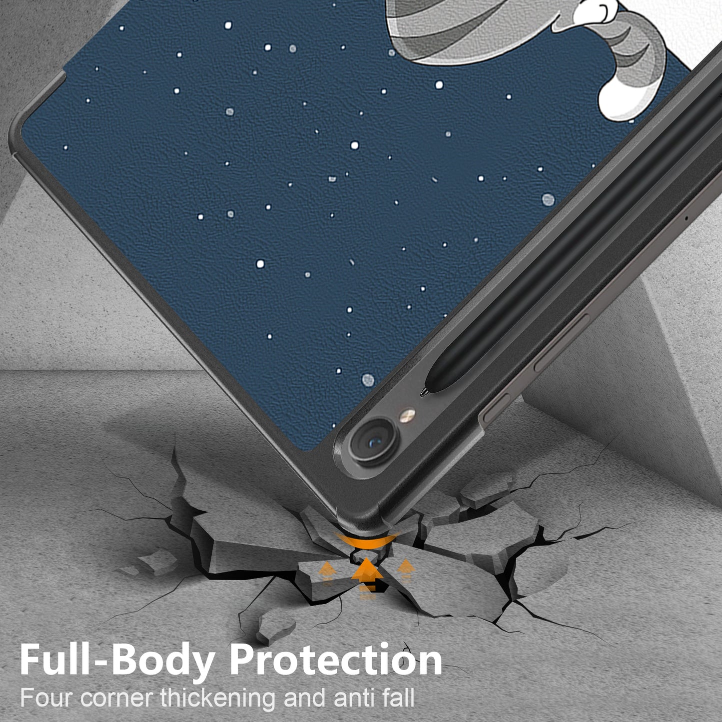 Uniqkart for Samsung Galaxy Tab S9 11-Inch SM-X710, SM-X716B, SM-X718U Pattern Printing Leather Tablet Case Trifold Stand Smart Cover - Cat