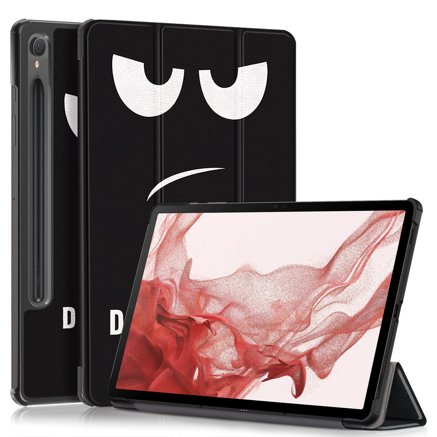 Uniqkart for Samsung Galaxy Tab S9 11-Inch SM-X710, SM-X716B, SM-X718U Pattern Printing Leather Tablet Case Trifold Stand Smart Cover - Eyes
