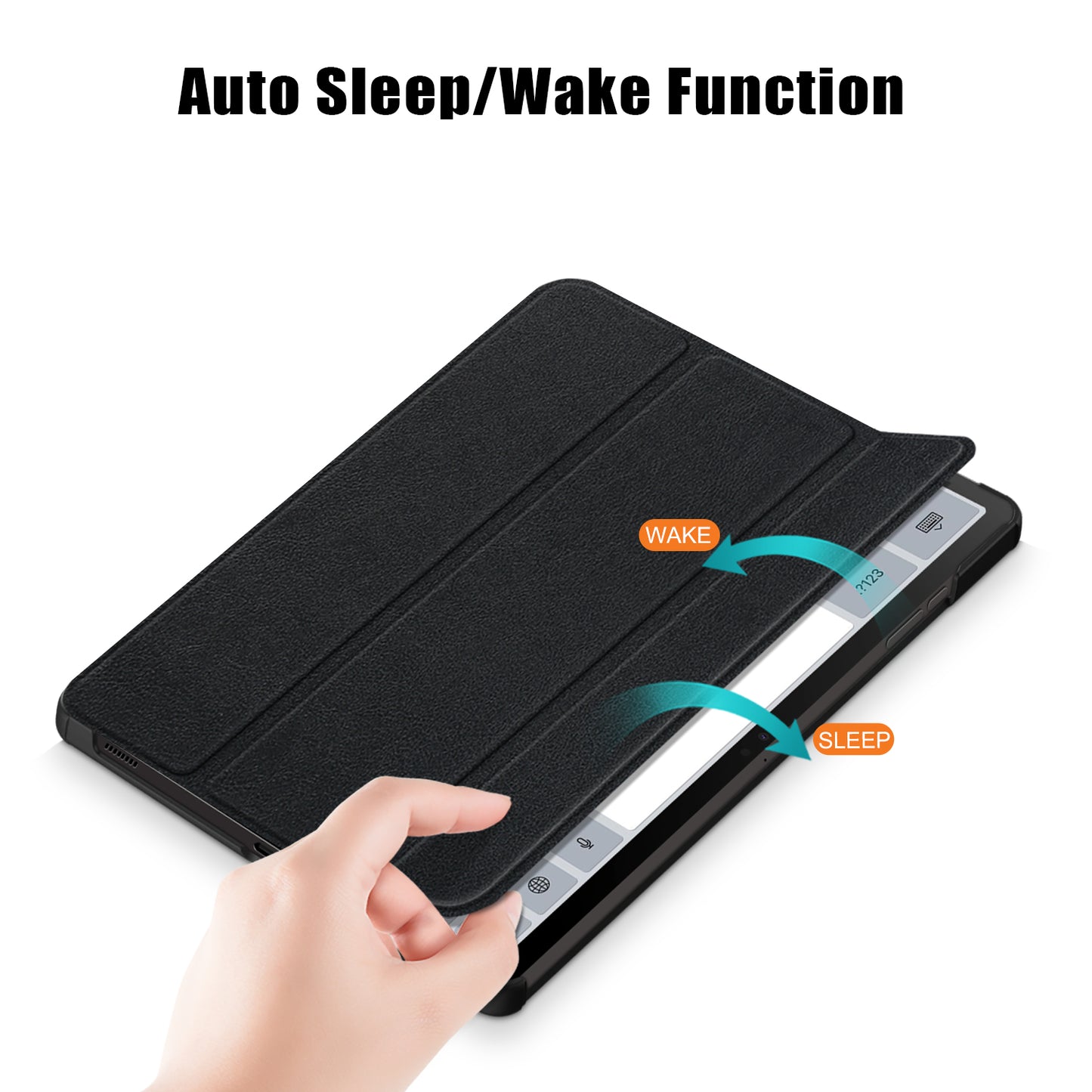 Uniqkart for Samsung Galaxy Tab S9 11-Inch SM-X710, SM-X716B, SM-X718U PU Leather Trifold Stand Cover Auto Wake / Sleep Smart Tablet Case - Black