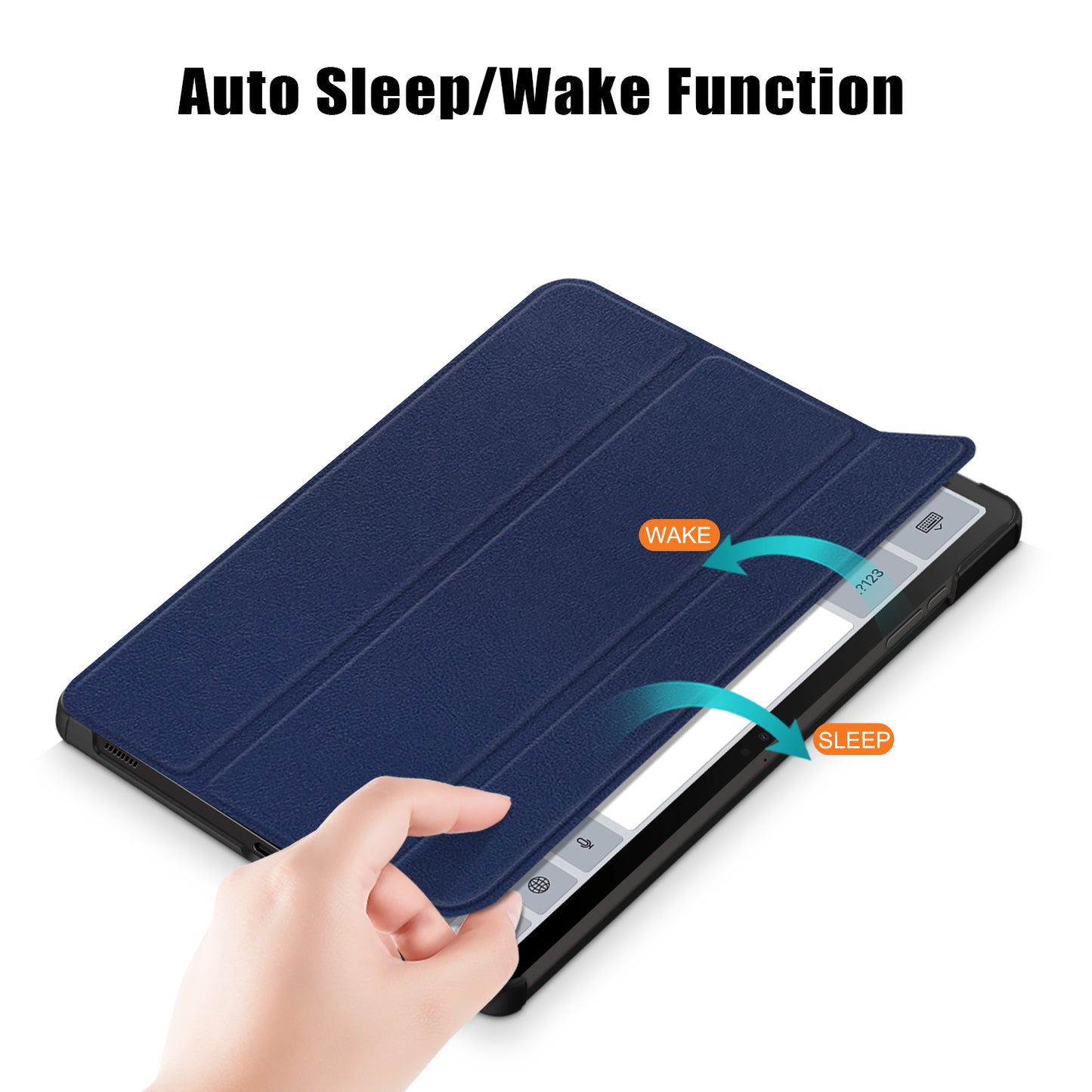 Uniqkart for Samsung Galaxy Tab S9 11-Inch SM-X710, SM-X716B, SM-X718U PU Leather Trifold Stand Cover Auto Wake / Sleep Smart Tablet Case - Dark Blue