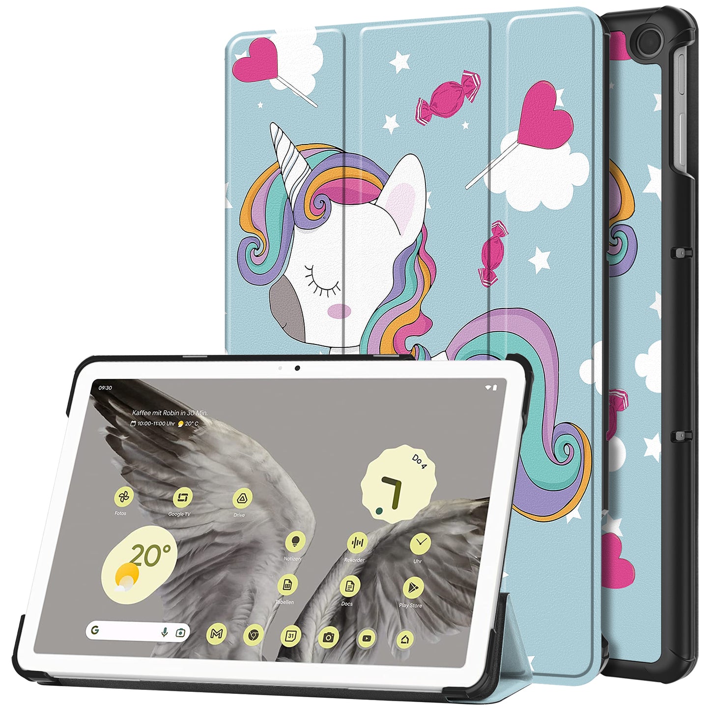 Trifold Stand PU Leather Case for Google Pixel Tablet , Pattern Printing Protective Tablet Cover - Horse