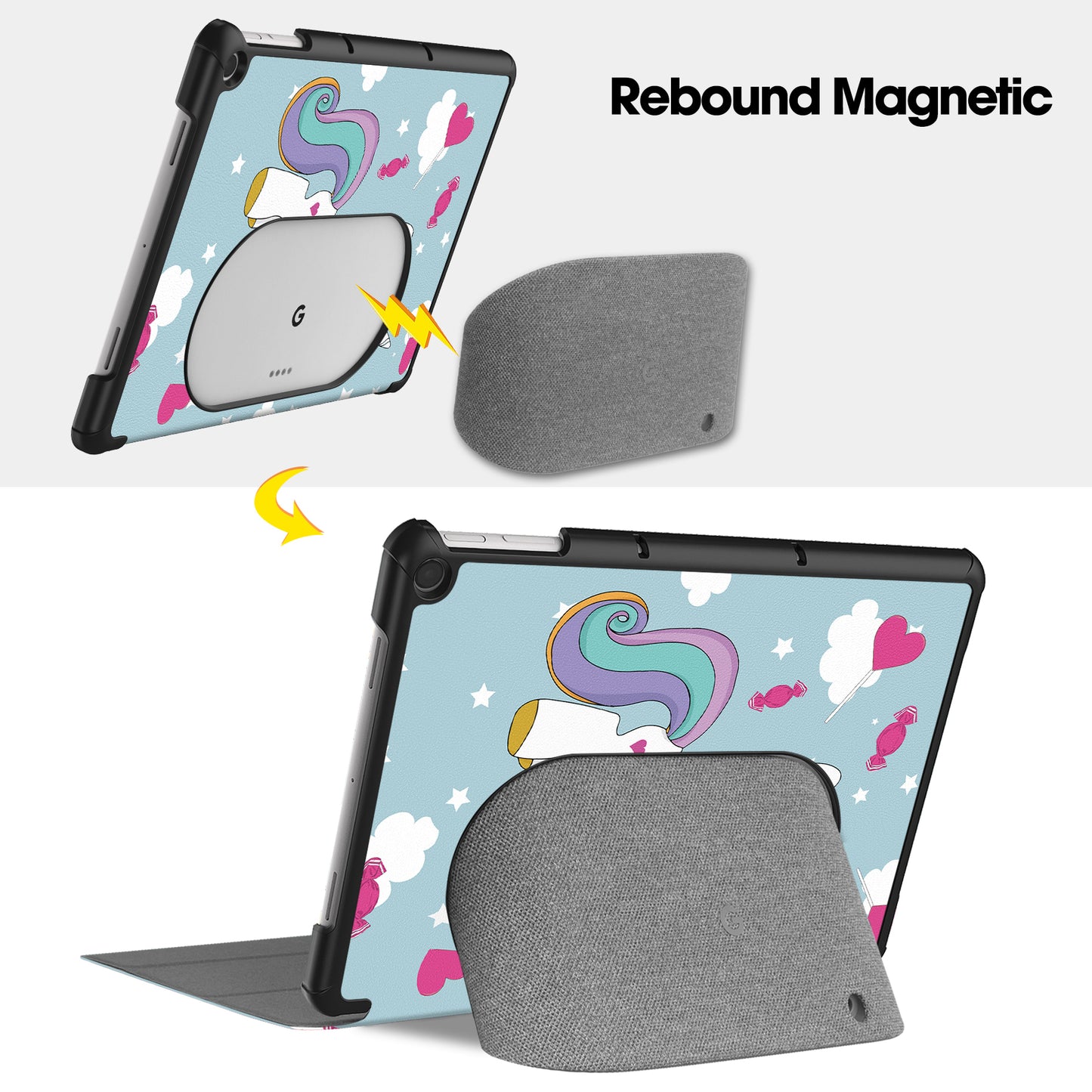 Trifold Stand PU Leather Case for Google Pixel Tablet , Pattern Printing Protective Tablet Cover - Horse