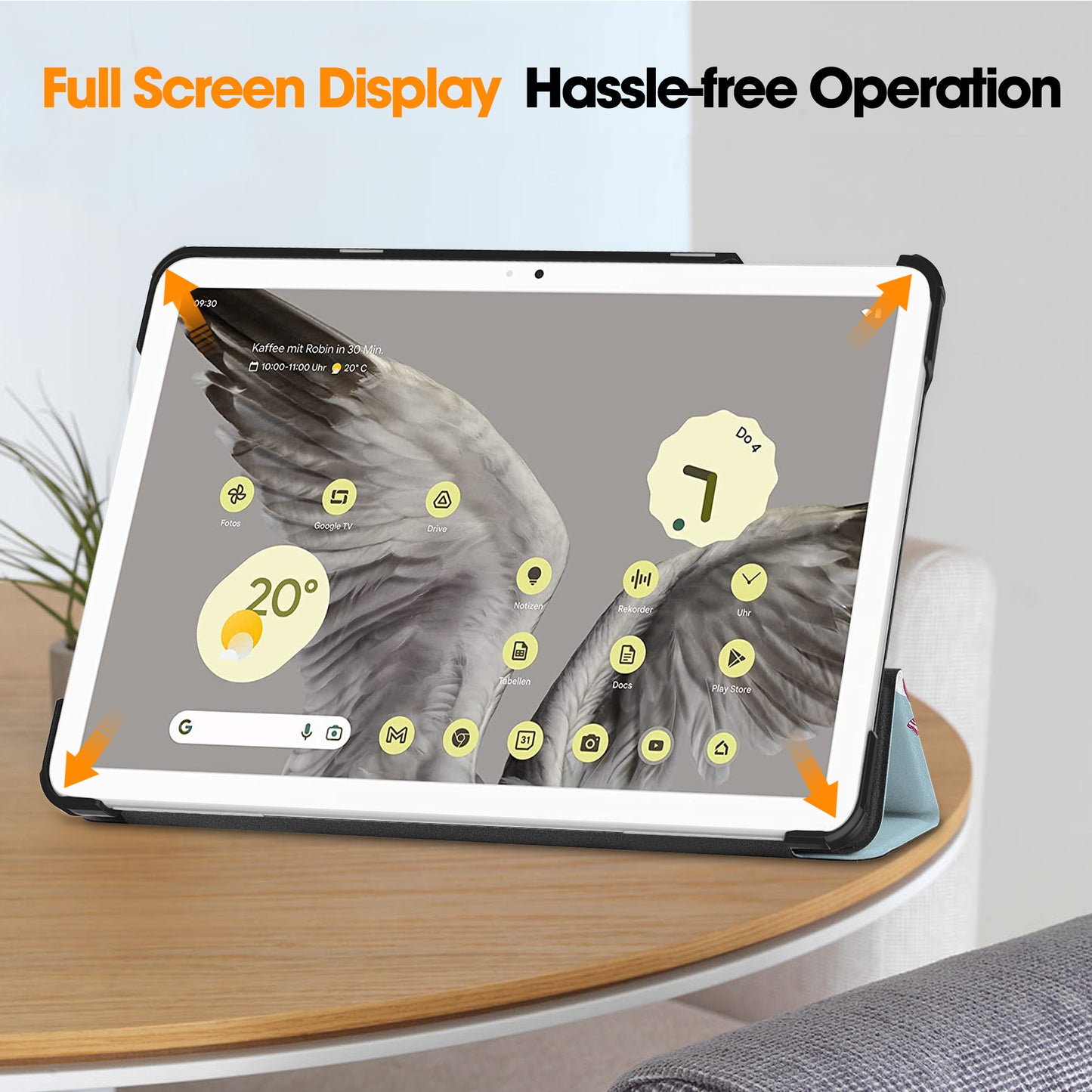 Trifold Stand PU Leather Case for Google Pixel Tablet , Pattern Printing Protective Tablet Cover - Horse