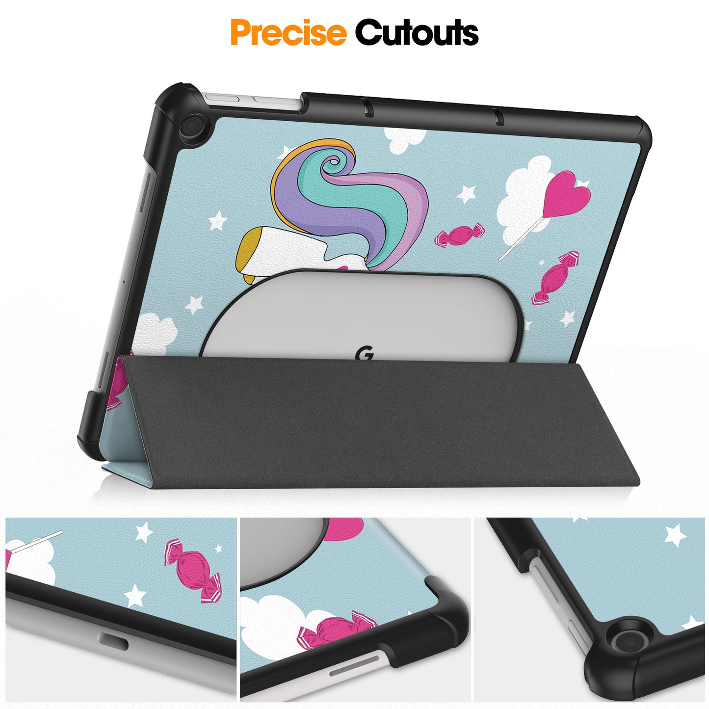 Trifold Stand PU Leather Case for Google Pixel Tablet , Pattern Printing Protective Tablet Cover - Horse