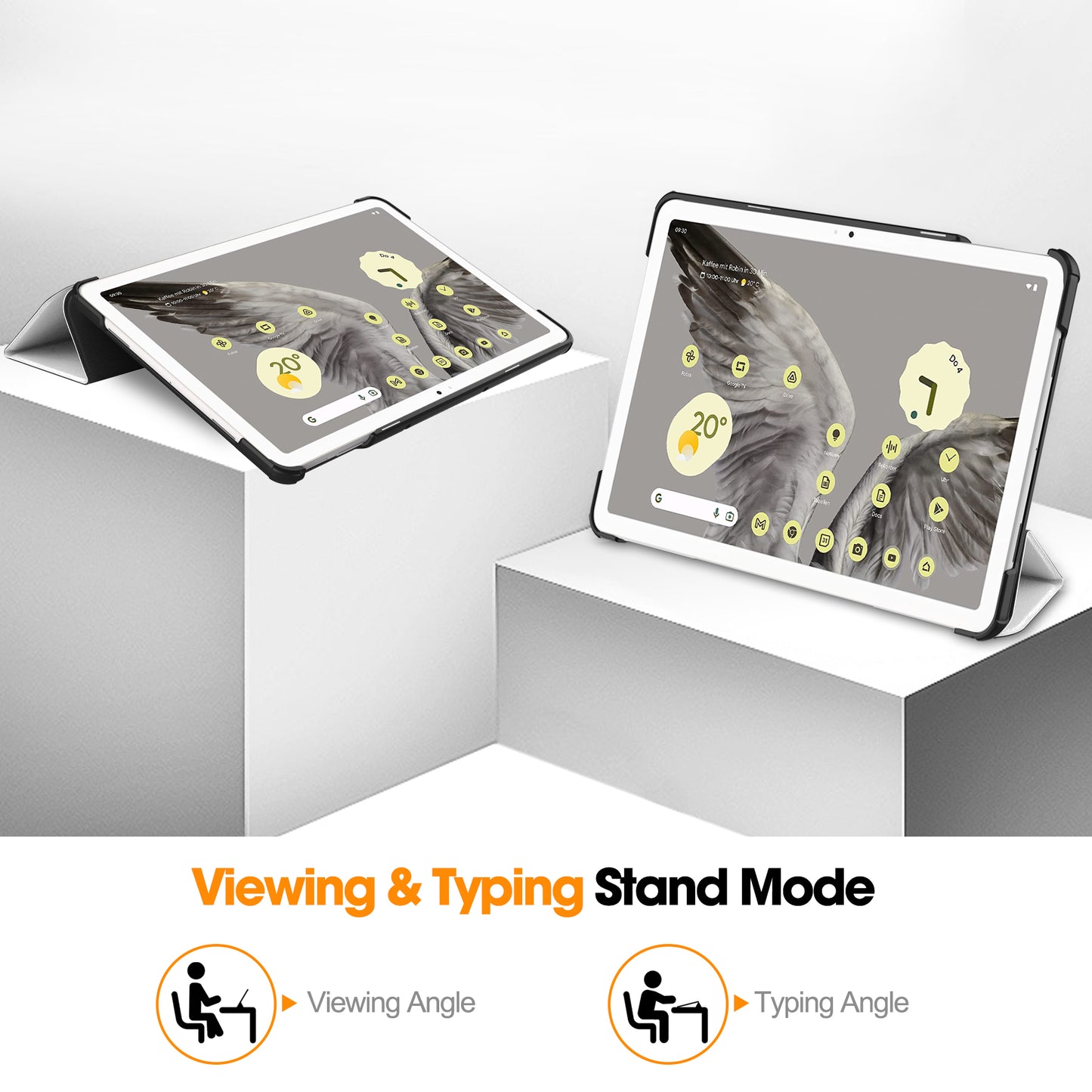 Trifold Stand PU Leather Case for Google Pixel Tablet , Pattern Printing Protective Tablet Cover - Cat