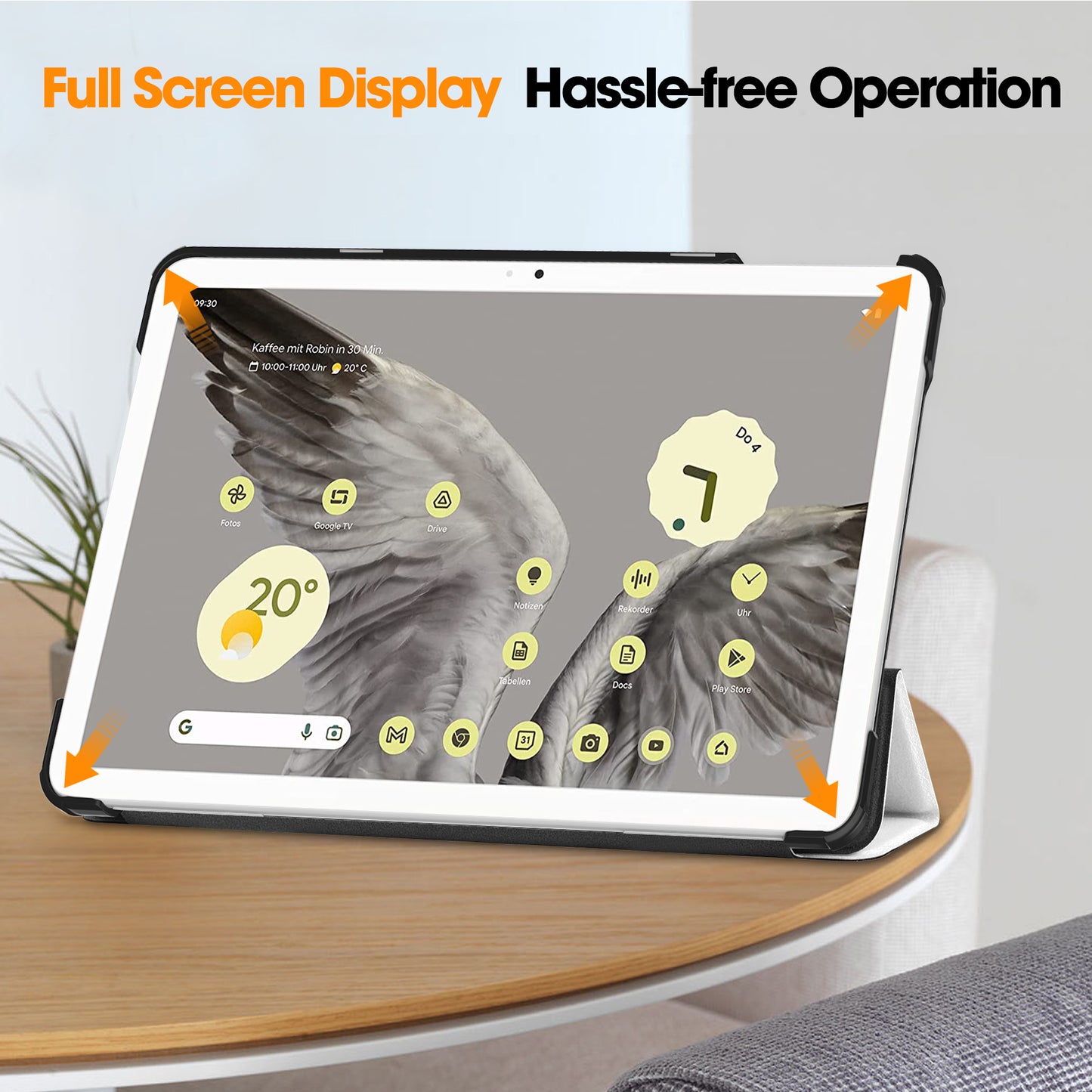 Trifold Stand PU Leather Case for Google Pixel Tablet , Pattern Printing Protective Tablet Cover - Cat