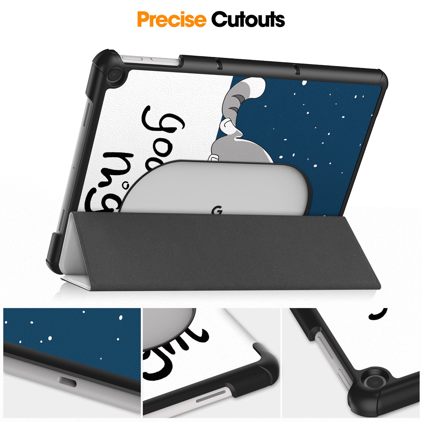 Trifold Stand PU Leather Case for Google Pixel Tablet , Pattern Printing Protective Tablet Cover - Cat