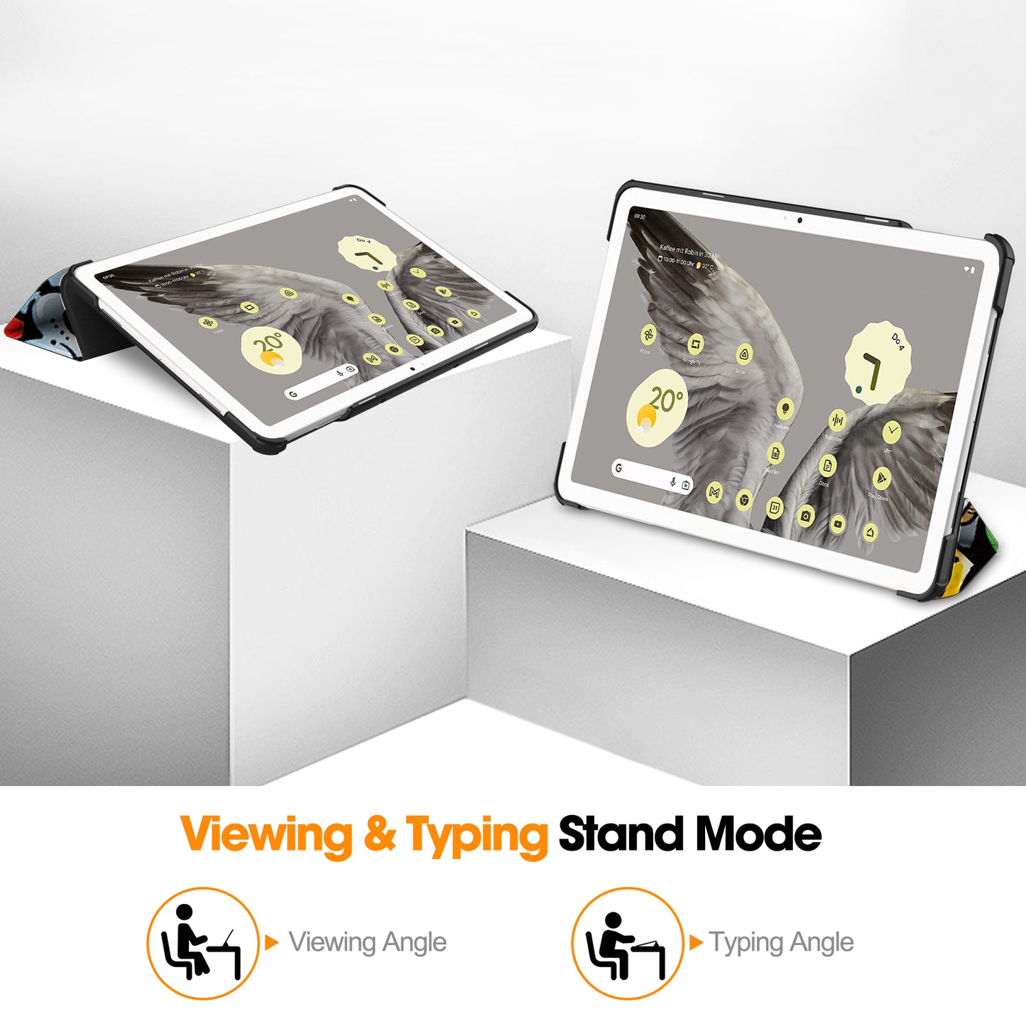 Trifold Stand PU Leather Case for Google Pixel Tablet , Pattern Printing Protective Tablet Cover - Graffiti