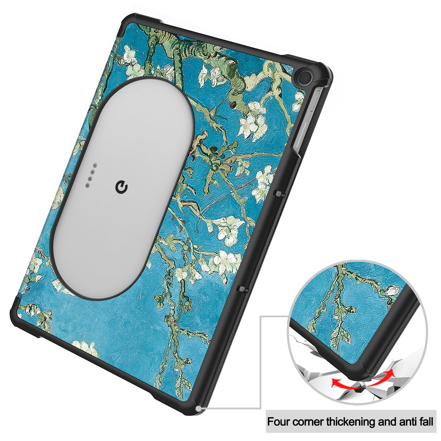 Trifold Stand PU Leather Case for Google Pixel Tablet , Pattern Printing Protective Tablet Cover - Apricot Blossom