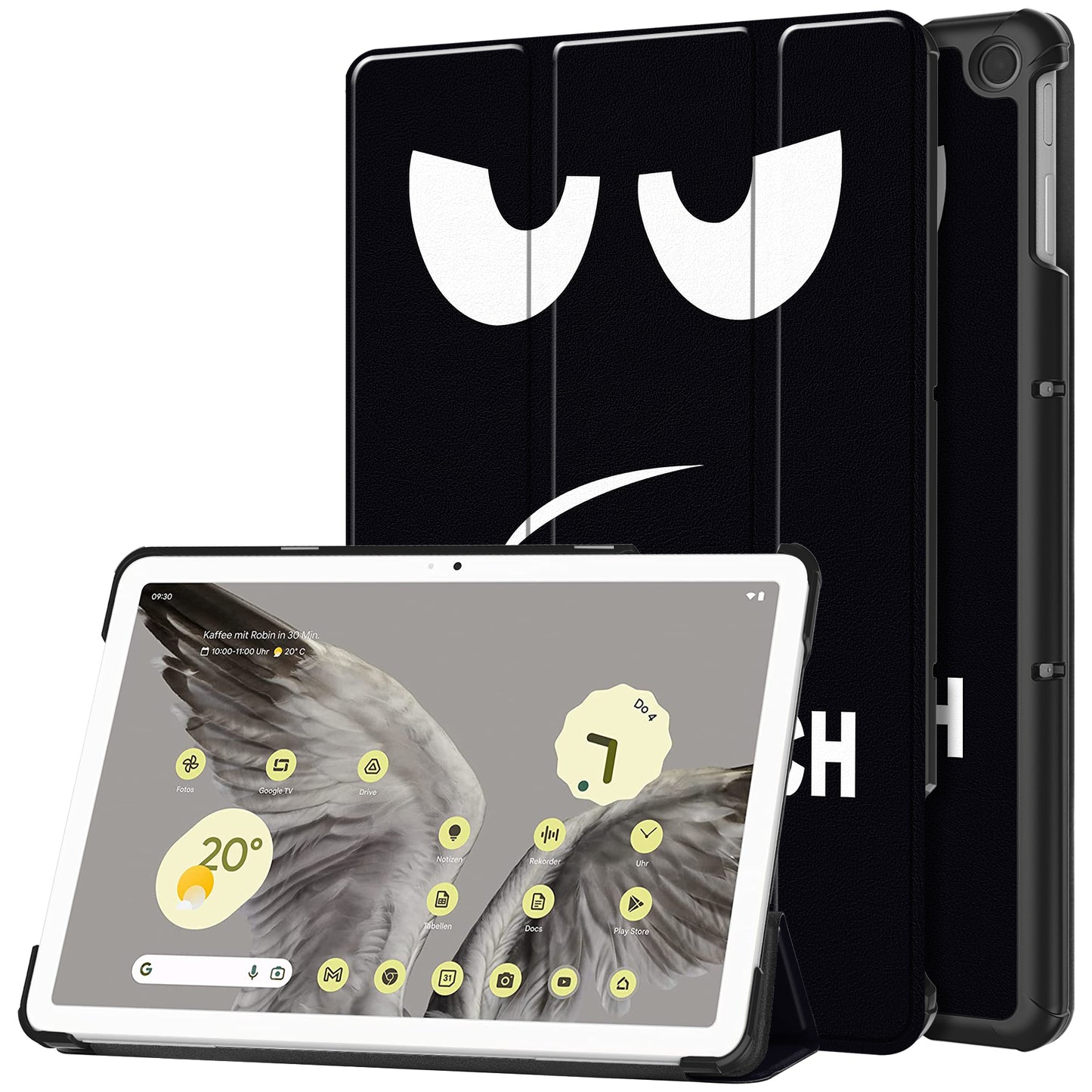 Trifold Stand PU Leather Case for Google Pixel Tablet , Pattern Printing Protective Tablet Cover - Don't Touch Me