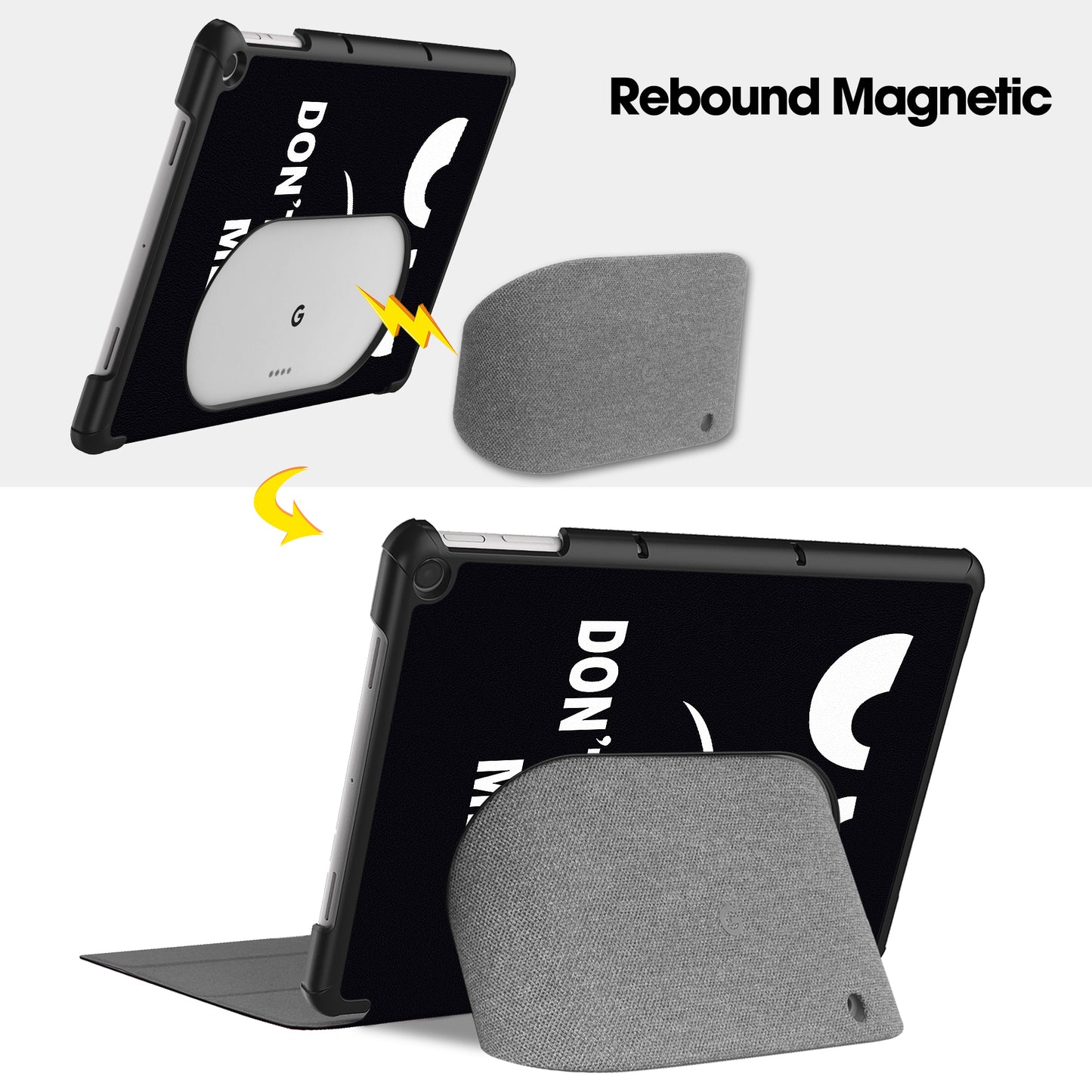 Trifold Stand PU Leather Case for Google Pixel Tablet , Pattern Printing Protective Tablet Cover - Don't Touch Me