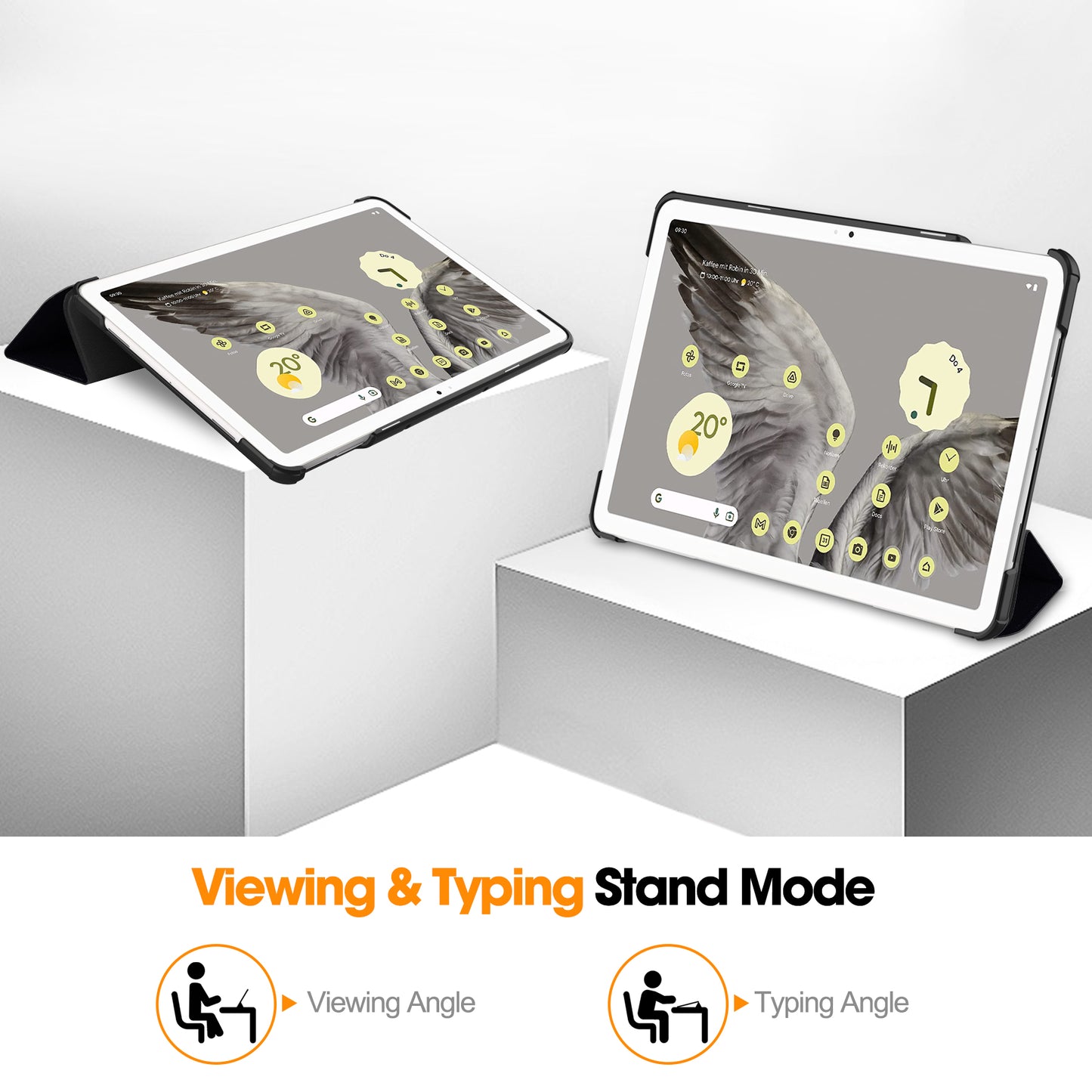 Trifold Stand PU Leather Case for Google Pixel Tablet , Pattern Printing Protective Tablet Cover - Don't Touch Me