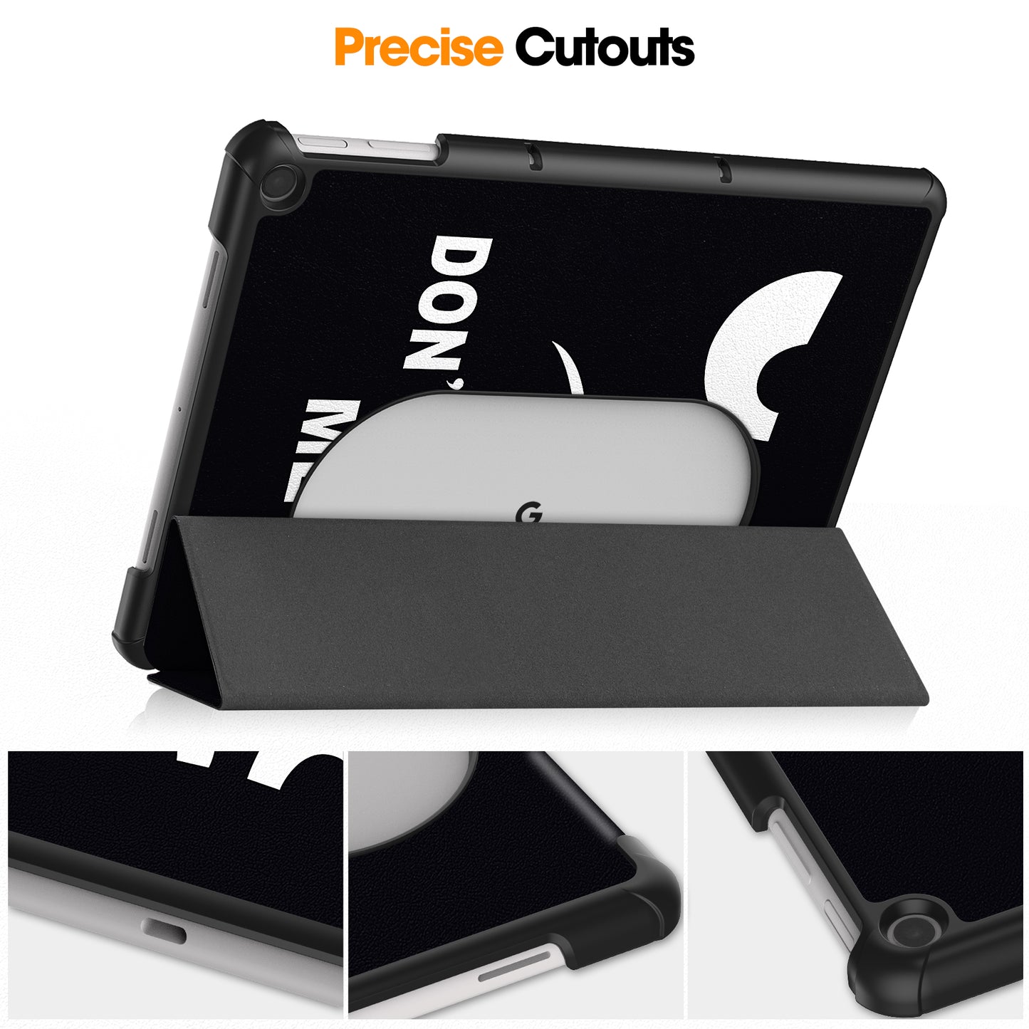 Trifold Stand PU Leather Case for Google Pixel Tablet , Pattern Printing Protective Tablet Cover - Don't Touch Me