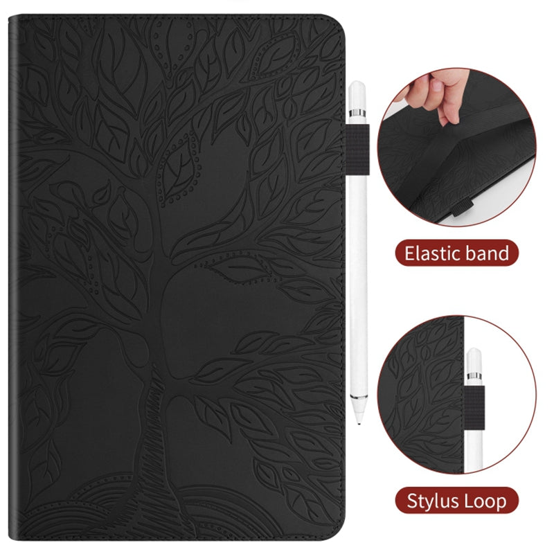 Uniqkart for Realme Pad X PU Leather Tablet Case Card Holder Imprinted Tree Stand Cover - Black
