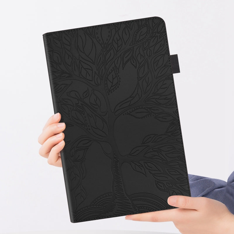 Uniqkart for Realme Pad X PU Leather Tablet Case Card Holder Imprinted Tree Stand Cover - Black