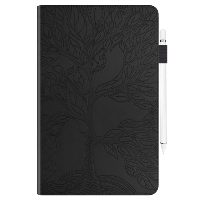 Uniqkart for Realme Pad X PU Leather Tablet Case Card Holder Imprinted Tree Stand Cover - Black