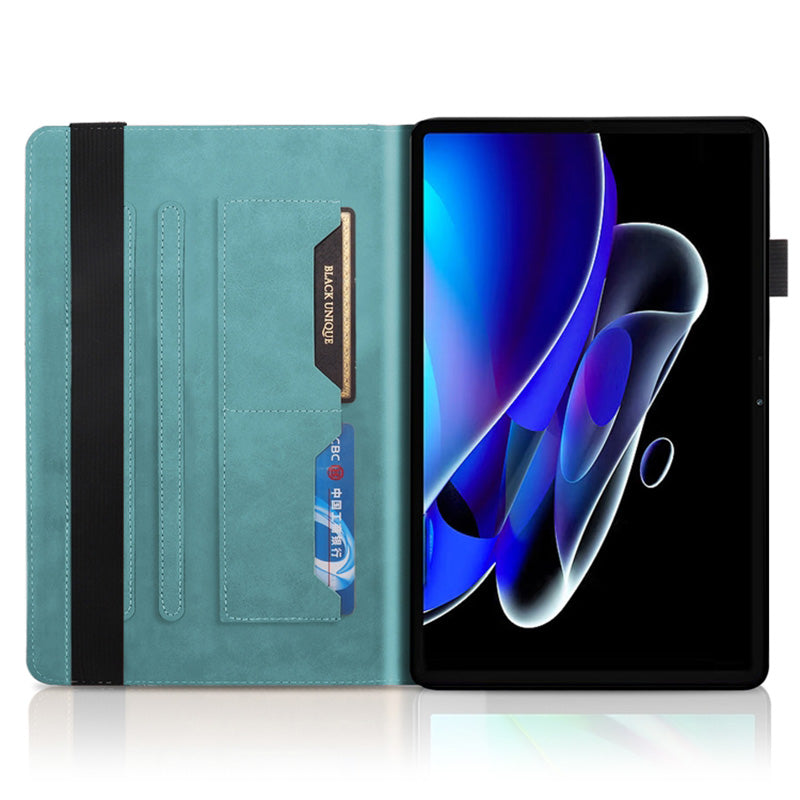 Uniqkart for Realme Pad X PU Leather Tablet Case Card Holder Imprinted Tree Stand Cover - Blue