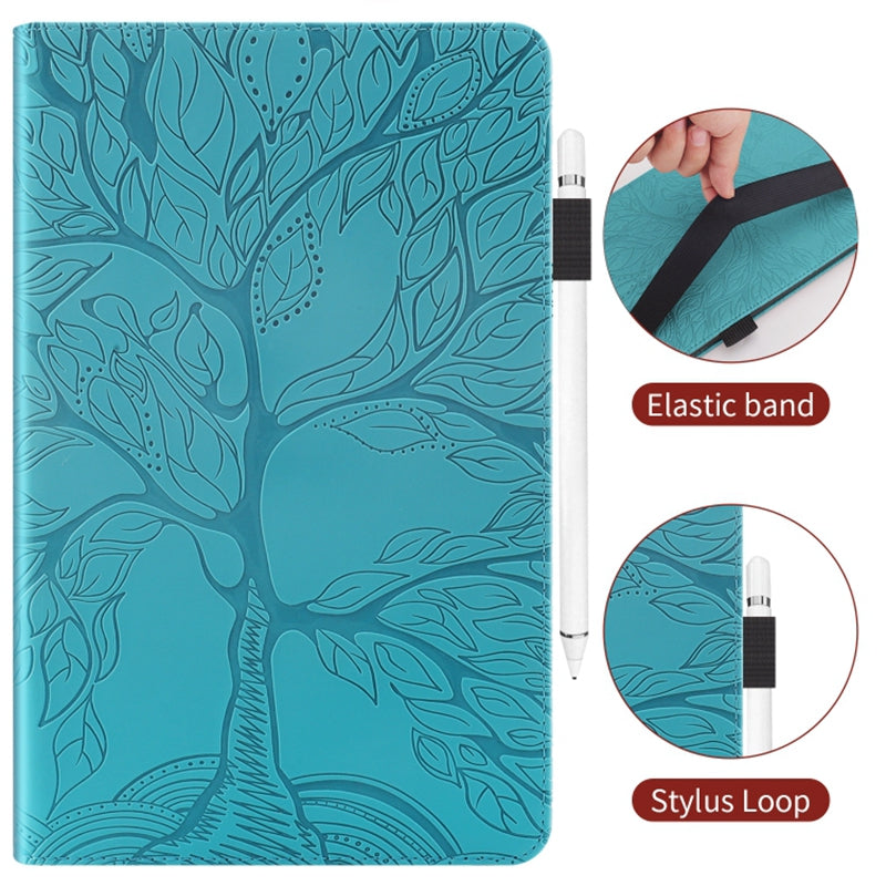Uniqkart for Realme Pad X PU Leather Tablet Case Card Holder Imprinted Tree Stand Cover - Blue