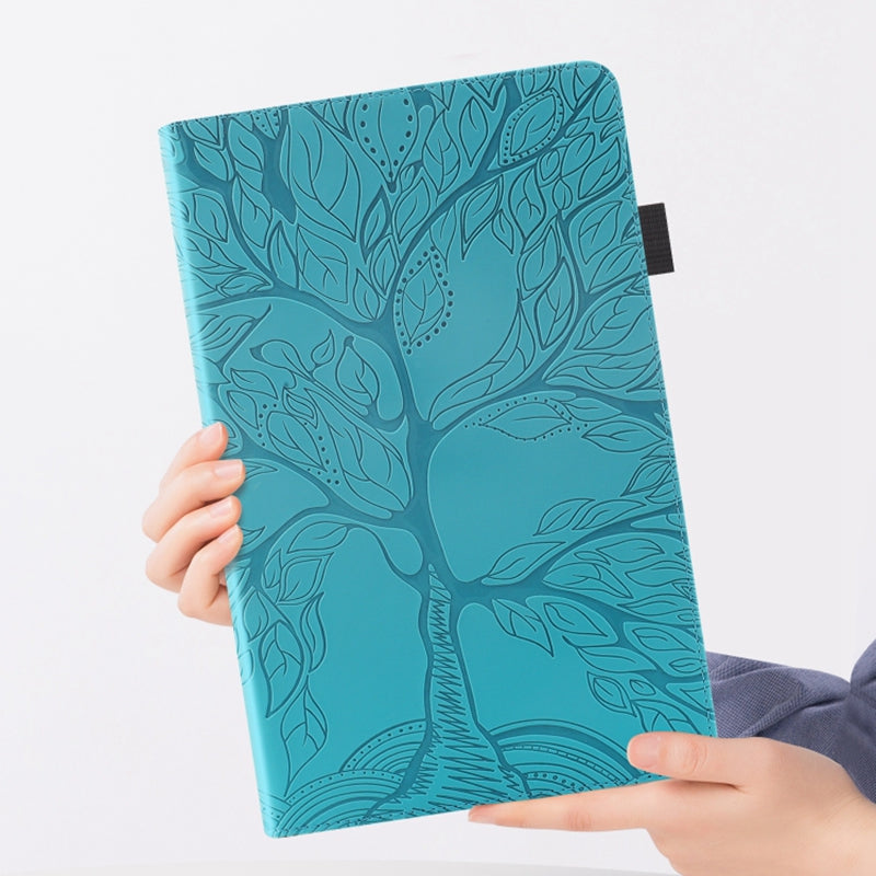 Uniqkart for Realme Pad X PU Leather Tablet Case Card Holder Imprinted Tree Stand Cover - Blue