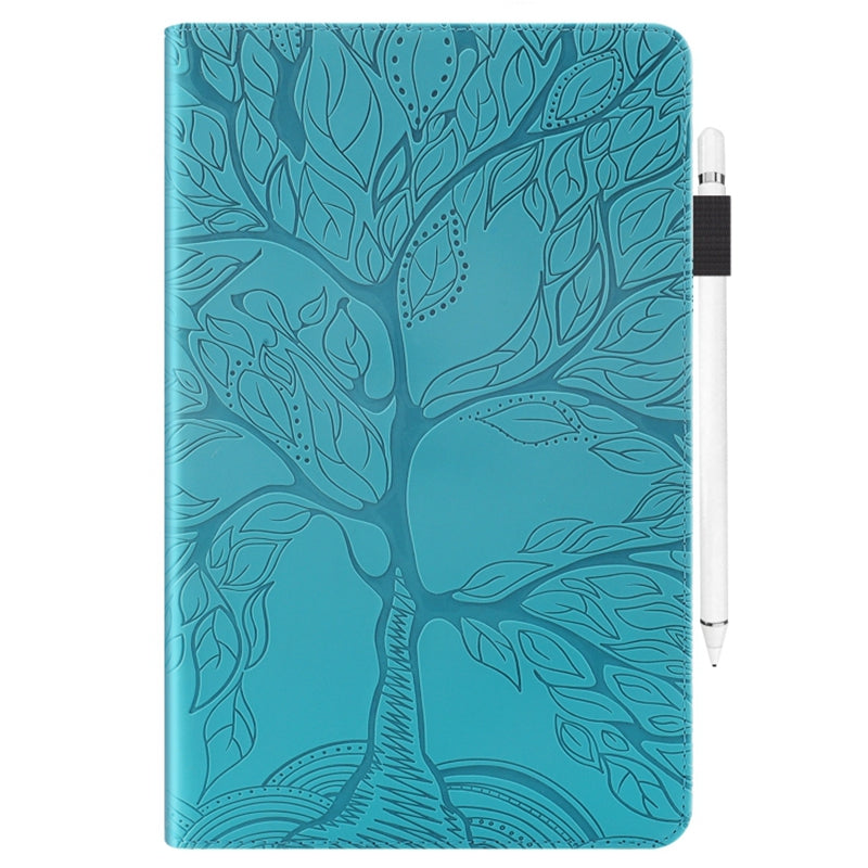 Uniqkart for Realme Pad X PU Leather Tablet Case Card Holder Imprinted Tree Stand Cover - Blue