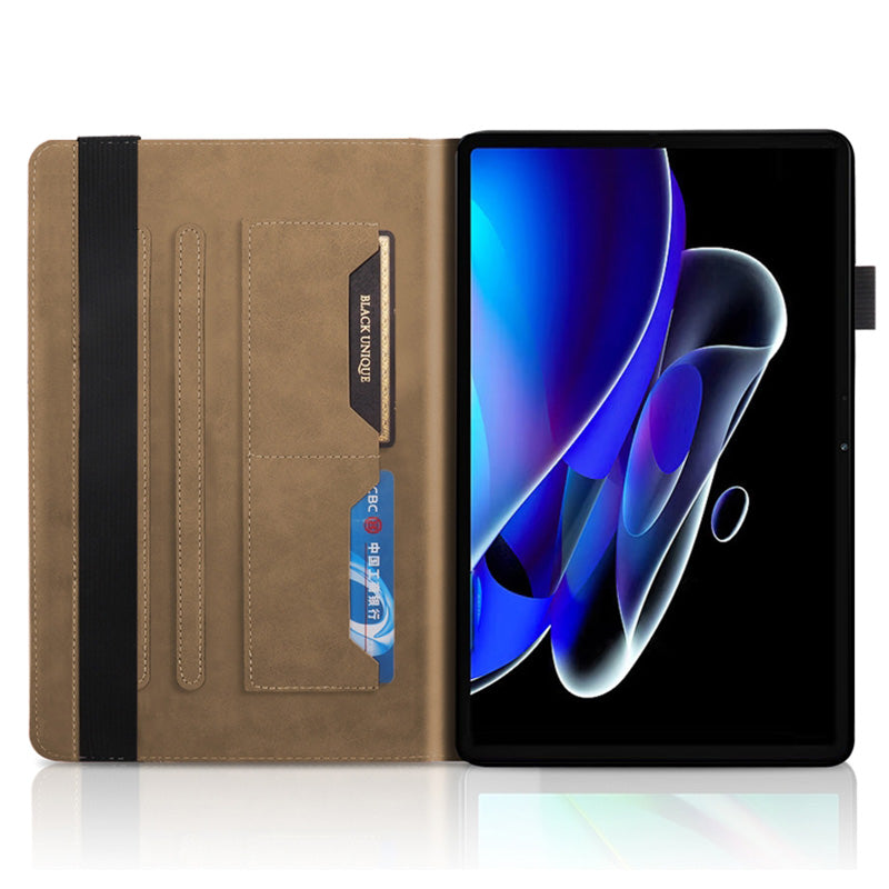 Uniqkart for Realme Pad X PU Leather Tablet Case Card Holder Imprinted Tree Stand Cover - Brown