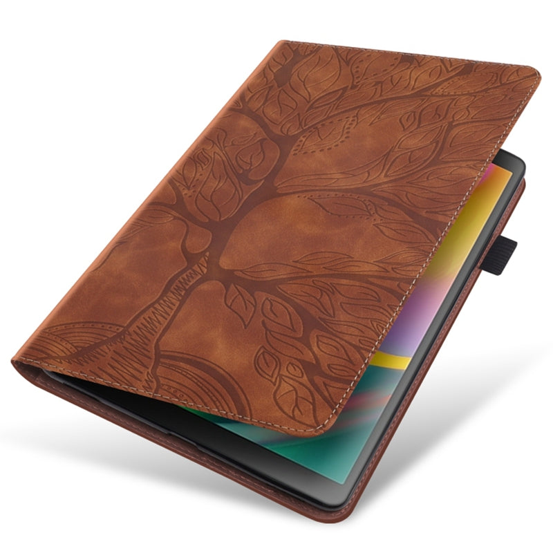 Uniqkart for Realme Pad X PU Leather Tablet Case Card Holder Imprinted Tree Stand Cover - Brown