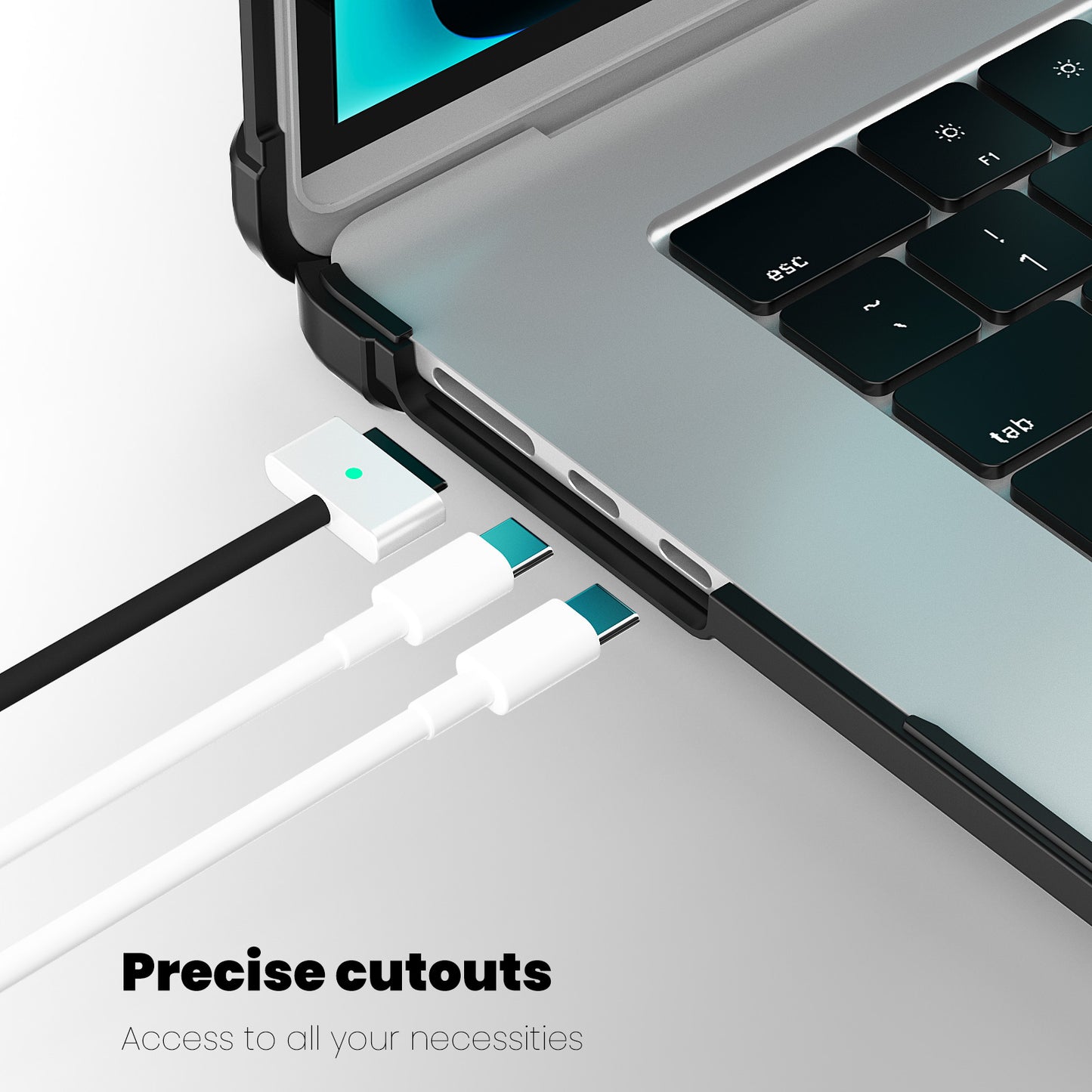 For Macbook Air 15 inch (2023) M2 A2941 PC+TPU Laptop Case Heat Dissipation Kickstand Non-slip Notebook Cover - Black