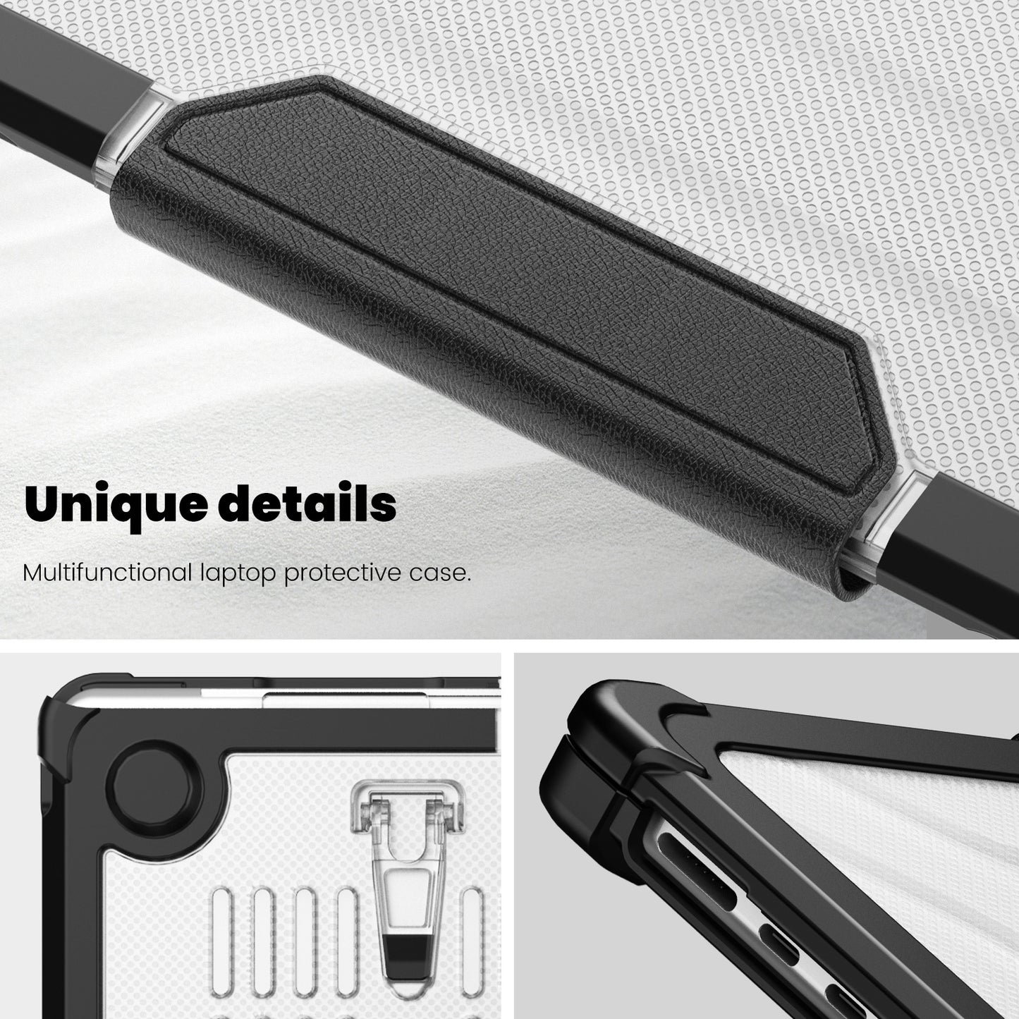 For Macbook Air 15 inch (2023) M2 A2941 PC+TPU Laptop Case Heat Dissipation Kickstand Non-slip Notebook Cover - Black