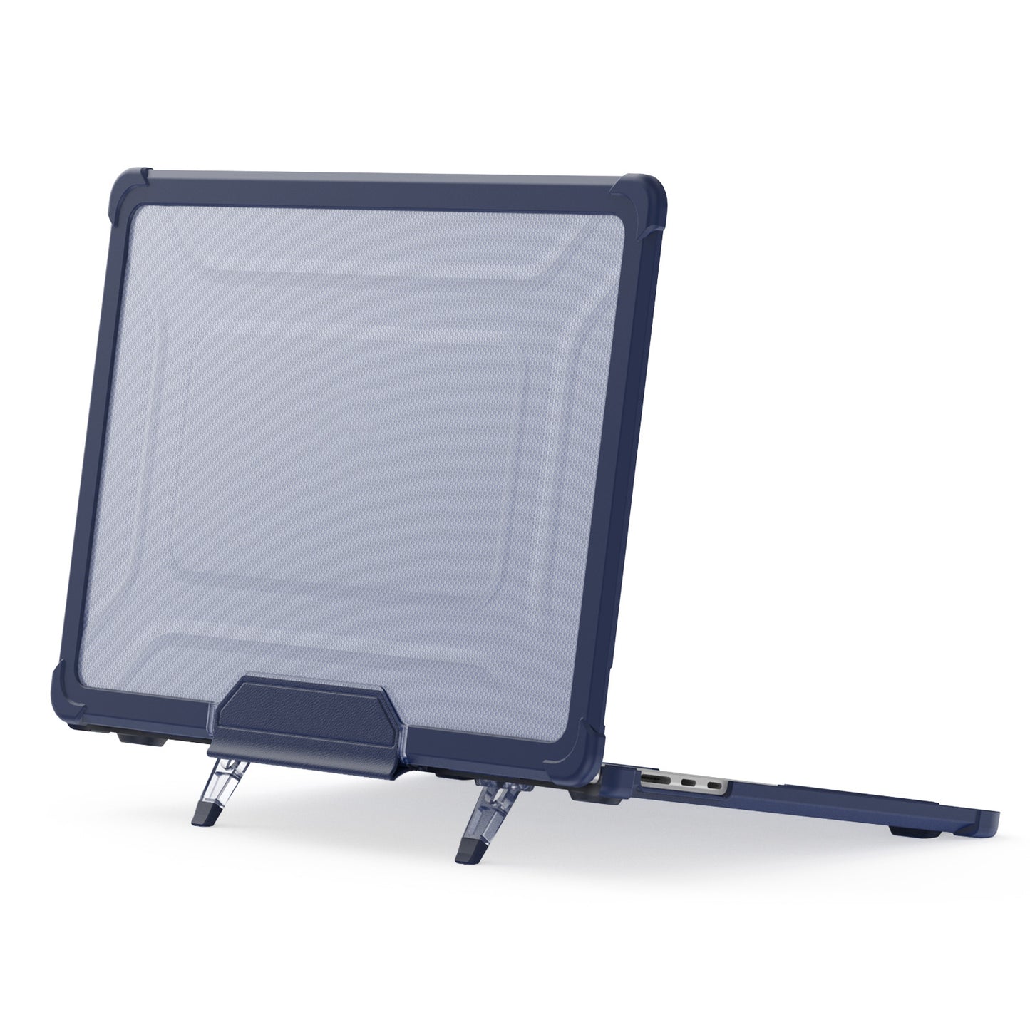 For Macbook Air 15 inch (2023) M2 A2941 PC+TPU Laptop Case Heat Dissipation Kickstand Non-slip Notebook Cover - Navy Blue