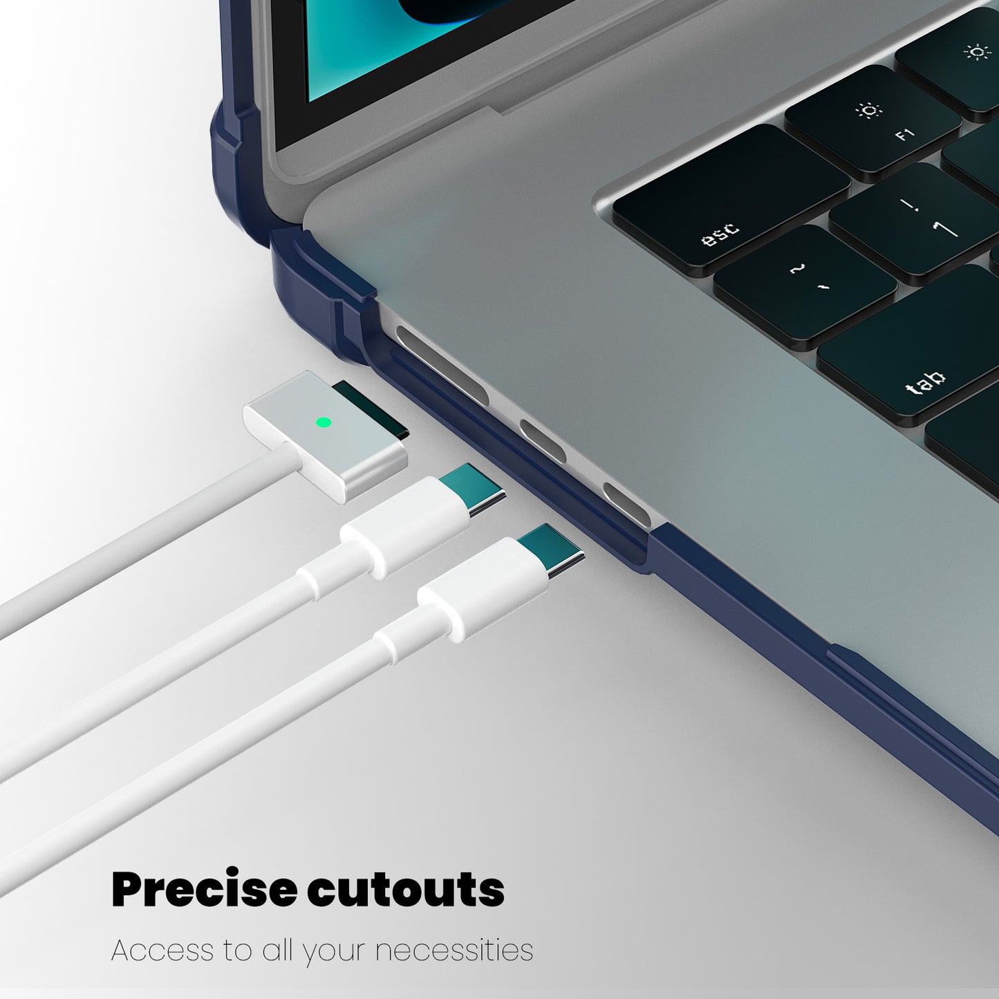 For Macbook Air 15 inch (2023) M2 A2941 PC+TPU Laptop Case Heat Dissipation Kickstand Non-slip Notebook Cover - Navy Blue