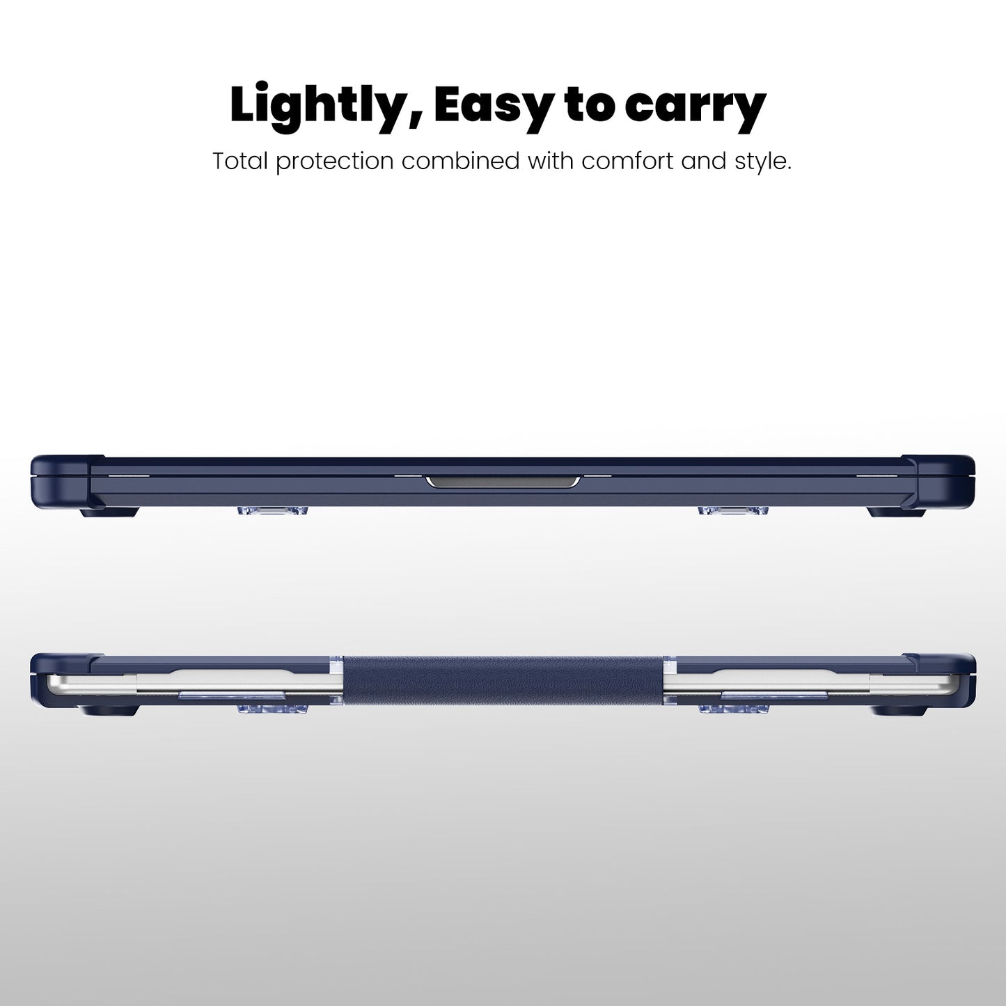 For Macbook Air 15 inch (2023) M2 A2941 PC+TPU Laptop Case Heat Dissipation Kickstand Non-slip Notebook Cover - Navy Blue