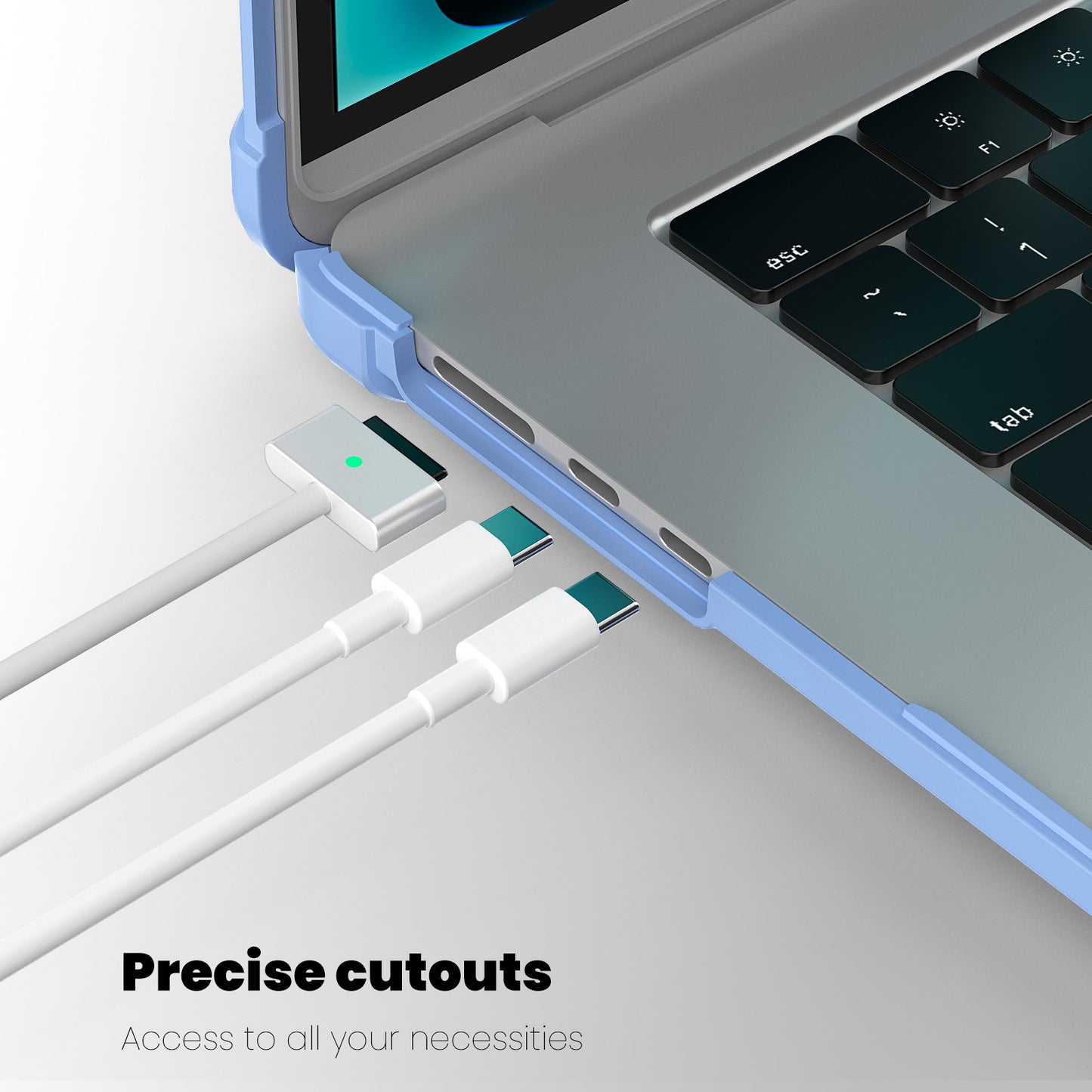 For Macbook Air 15 inch (2023) M2 A2941 PC+TPU Laptop Case Heat Dissipation Kickstand Non-slip Notebook Cover - Baby Blue