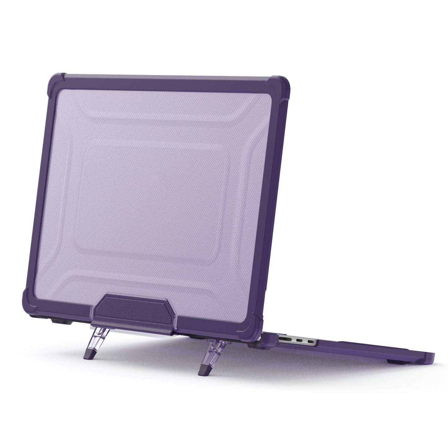 For Macbook Air 15 inch (2023) M2 A2941 PC+TPU Laptop Case Heat Dissipation Kickstand Non-slip Notebook Cover - Purple