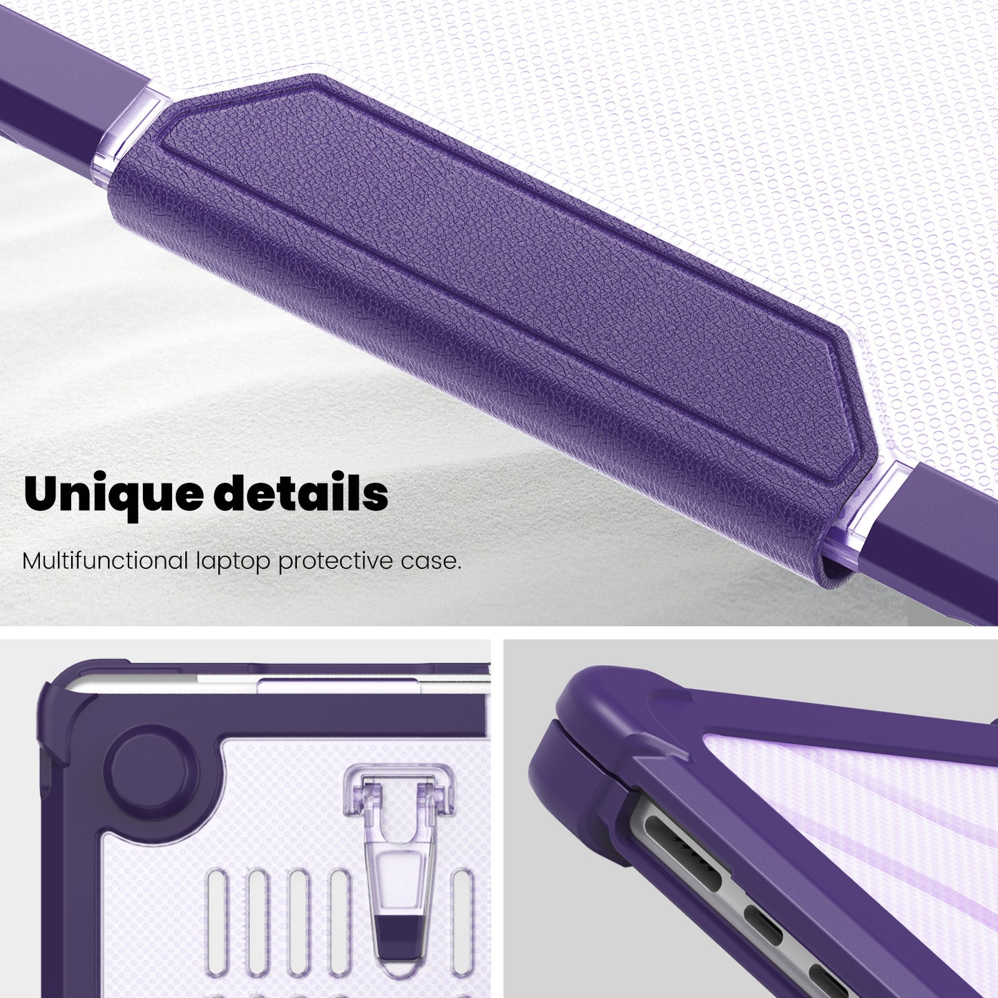 For Macbook Air 15 inch (2023) M2 A2941 PC+TPU Laptop Case Heat Dissipation Kickstand Non-slip Notebook Cover - Purple