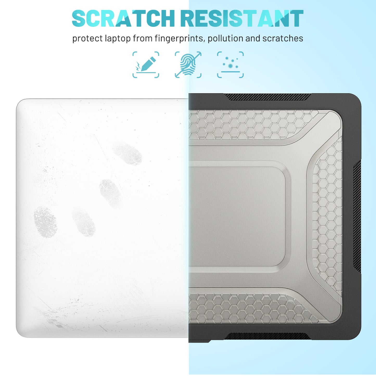 For Macbook Air 15 inch (2023) M2 A2941 Anti-slip Laptop Case Honeycomb Heat Dissipation Kickstand PC+TPU Cover - Black