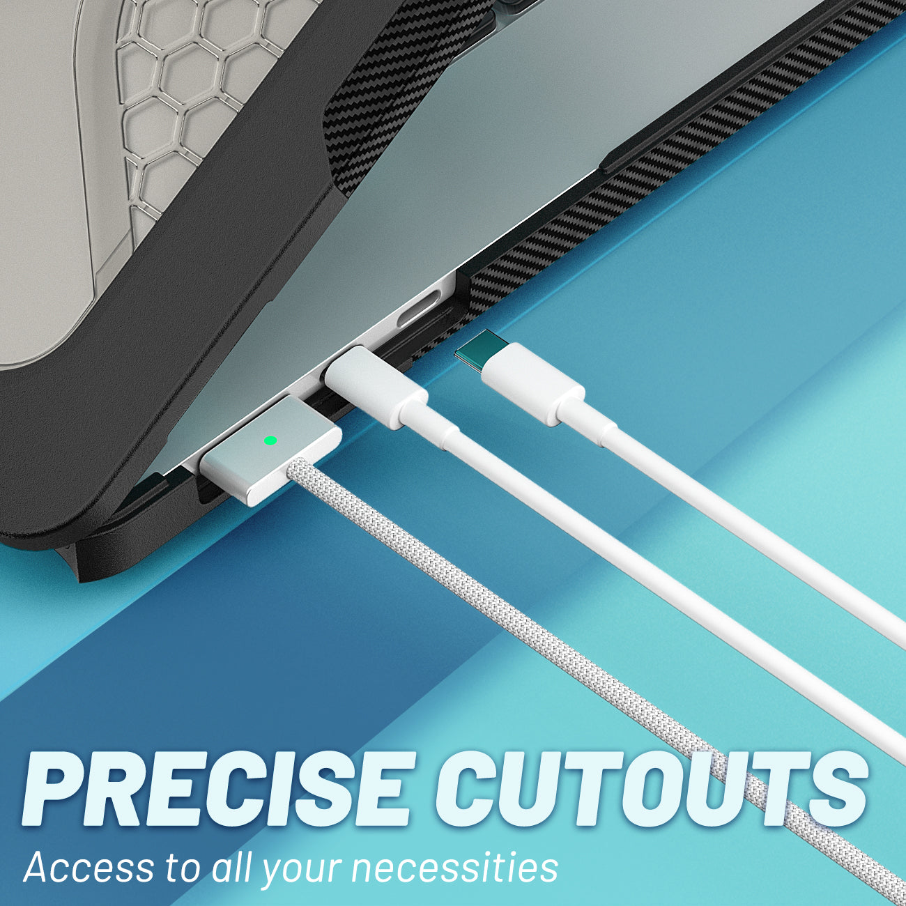 For Macbook Air 15 inch (2023) M2 A2941 Anti-slip Laptop Case Honeycomb Heat Dissipation Kickstand PC+TPU Cover - Black